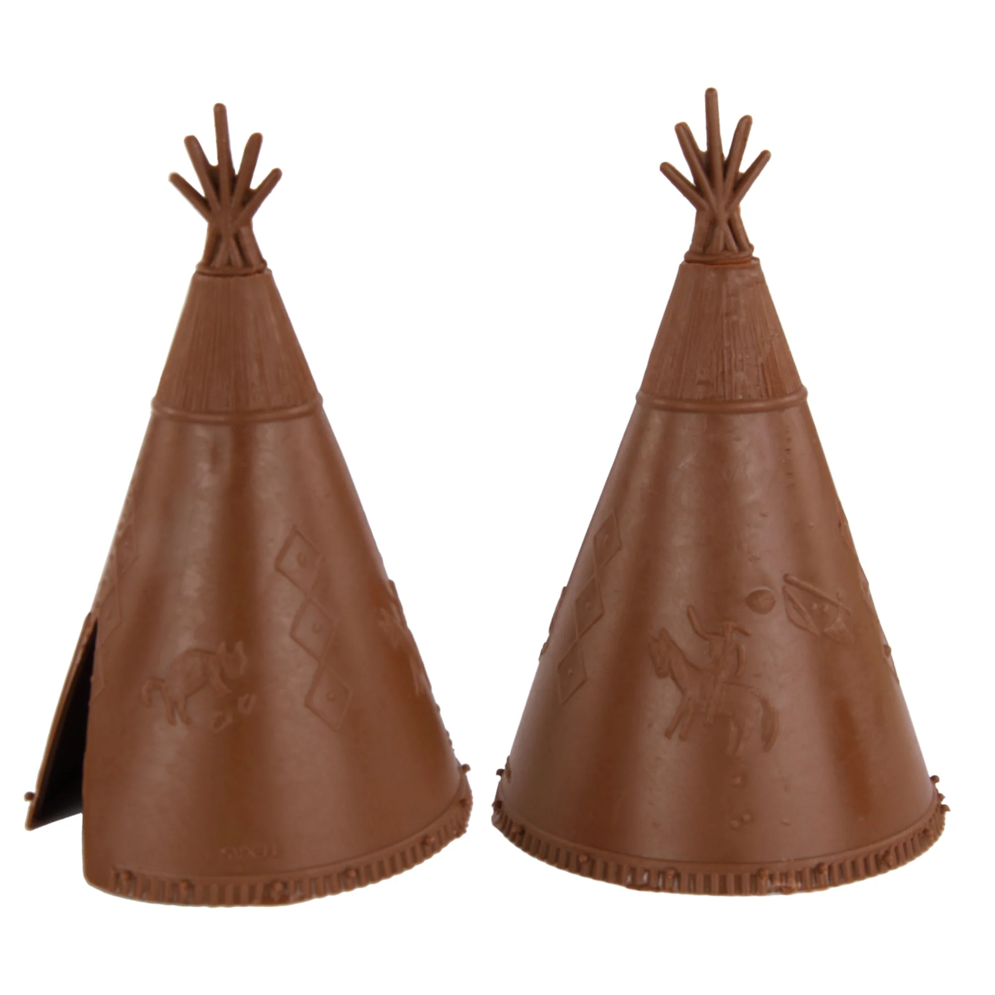 BMC Classic Plains Indian Teepees - 3 Brown Western Plastic Playset Accessories - Image 3