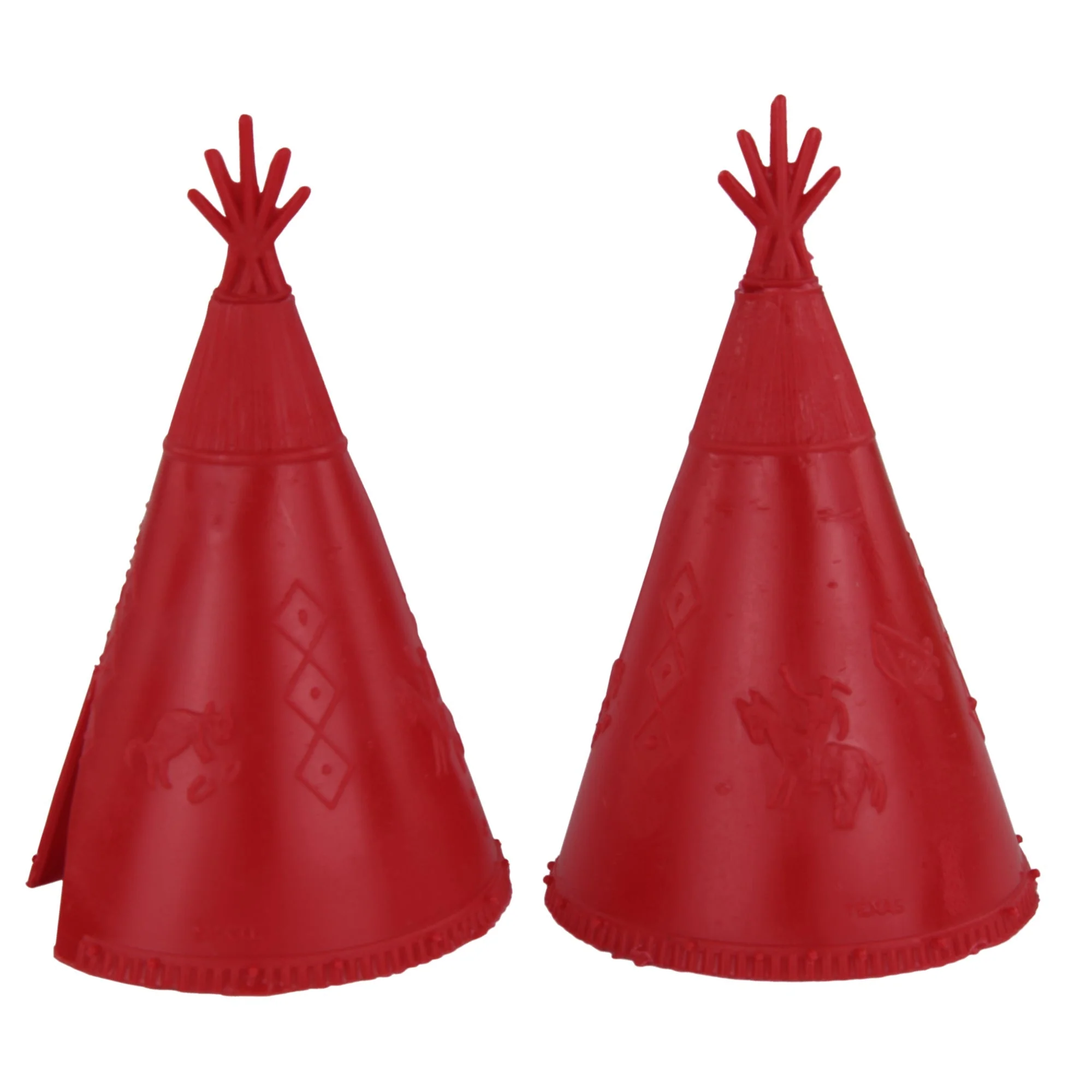 BMC Classic Plains Indian Teepees - Red 3pc Western Plastic Playset Accessories - Image 3