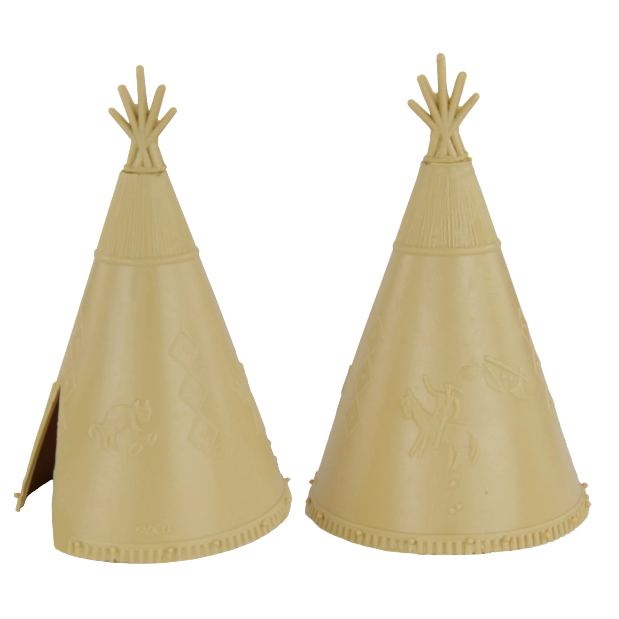 BMC Classic Plains Indian Teepees - Tan 3pc Western Plastic Playset Accessories - Image 3