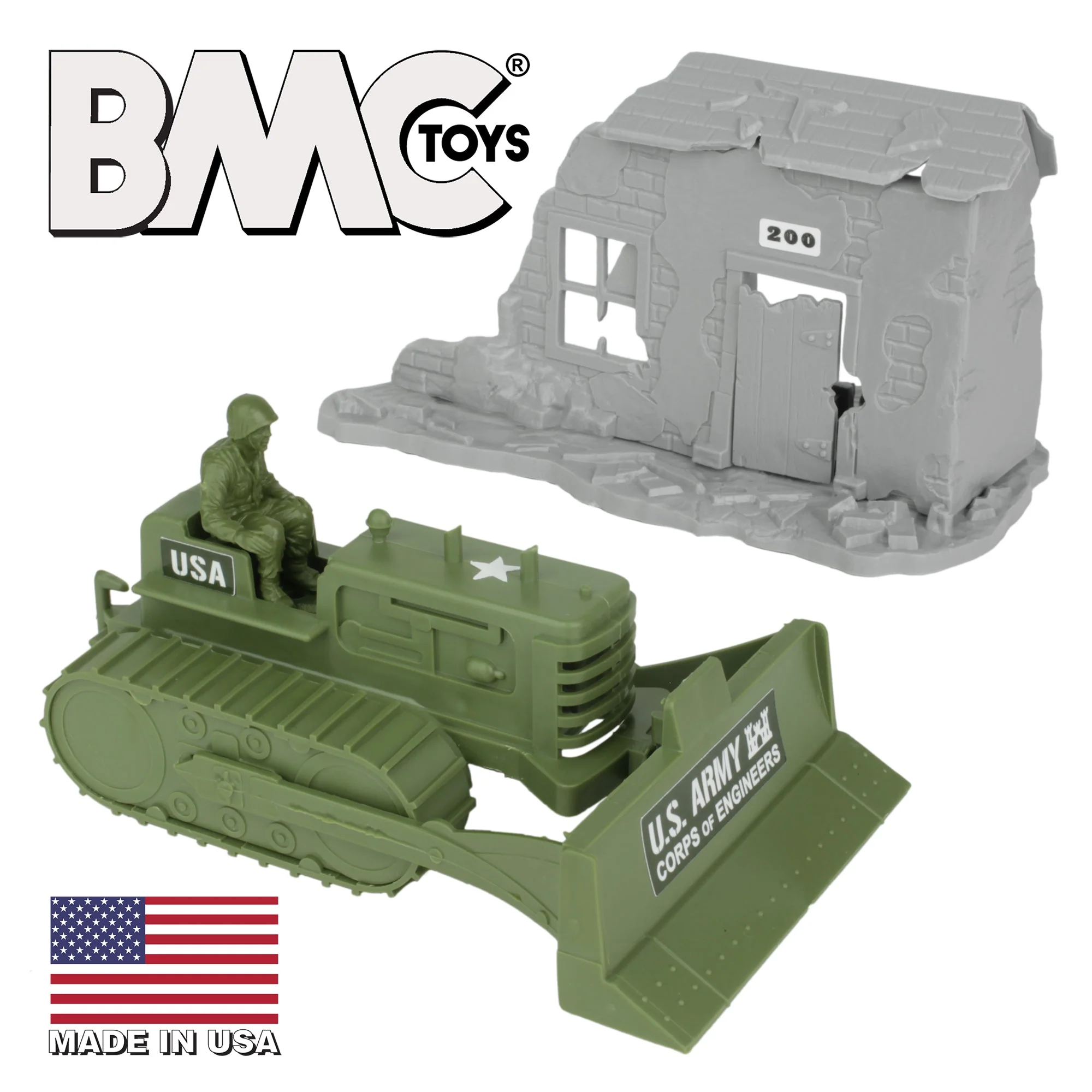 BMC Classic Army Corps of Engineers Bulldozer Building Plastic Army Men Playset - Image 10