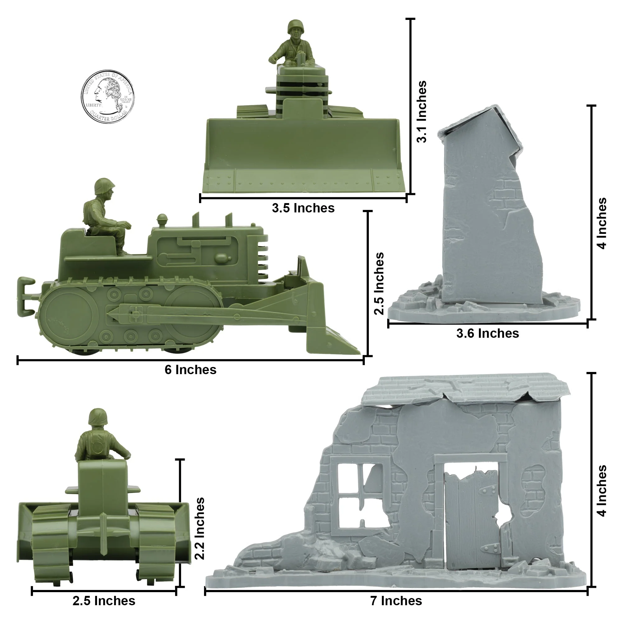 BMC Classic Army Corps of Engineers Bulldozer Building Plastic Army Men Playset - Image 2