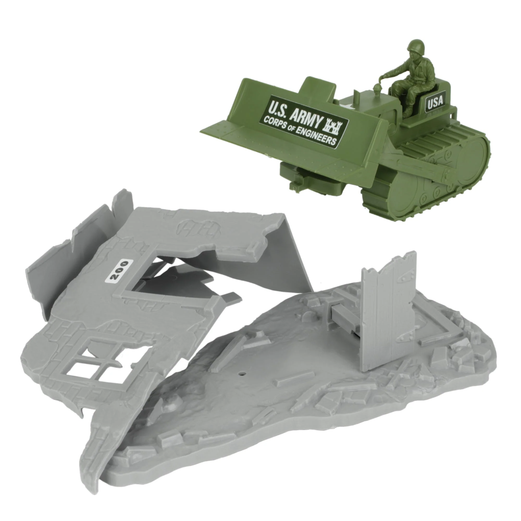 BMC Classic Army Corps of Engineers Bulldozer Building Plastic Army Men Playset - Image 3