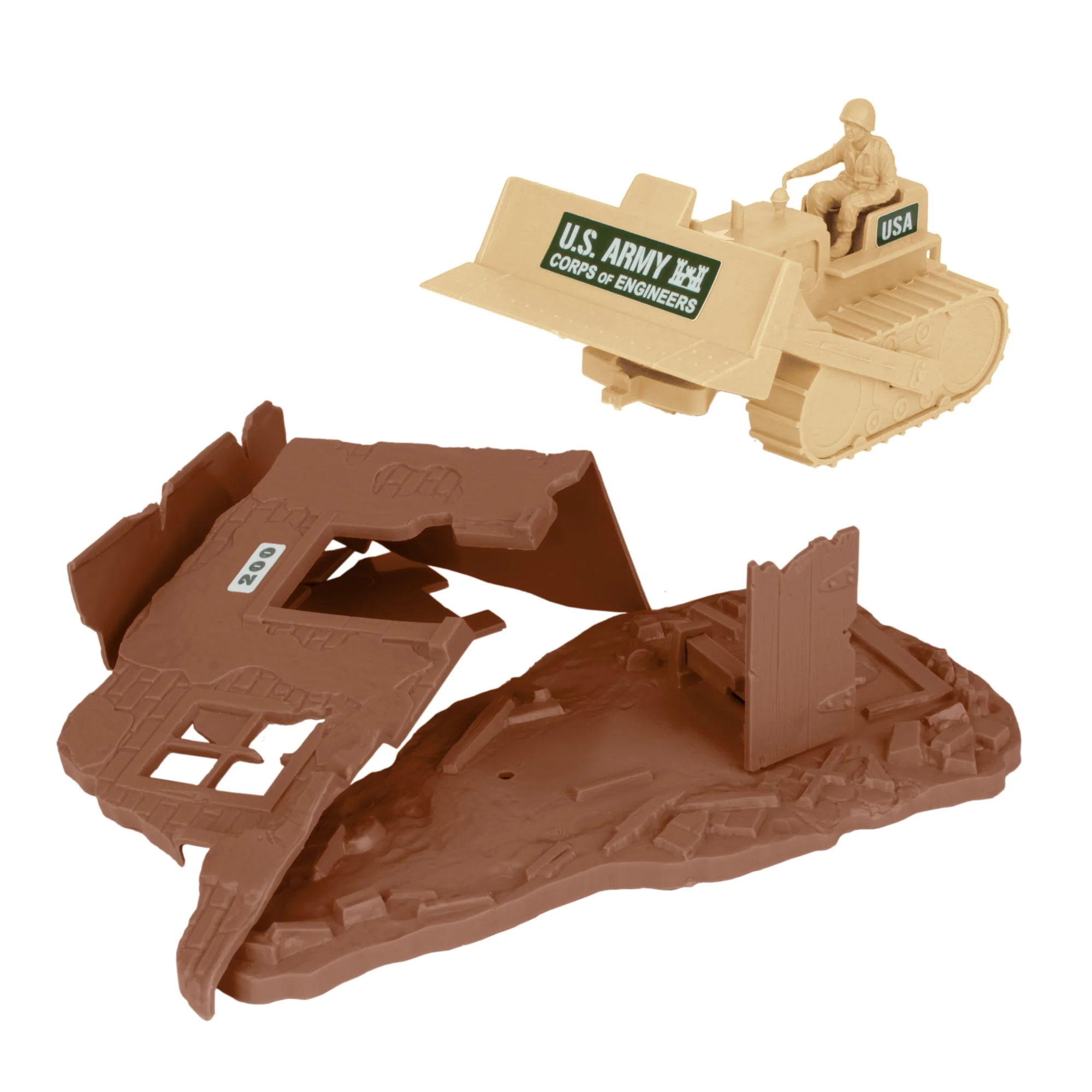 BMC Classic Army Corps of Engineers Tan Bulldozer Building Plastic Army Men Set - Image 4