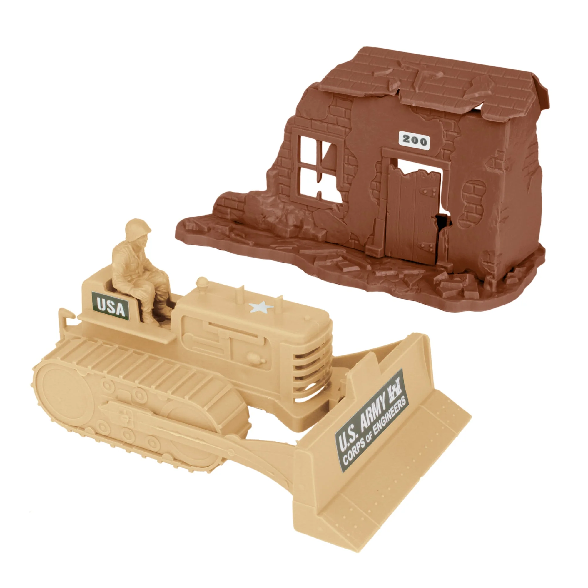 BMC Classic Army Corps of Engineers Tan Bulldozer Building Plastic Army Men Set - Image 5
