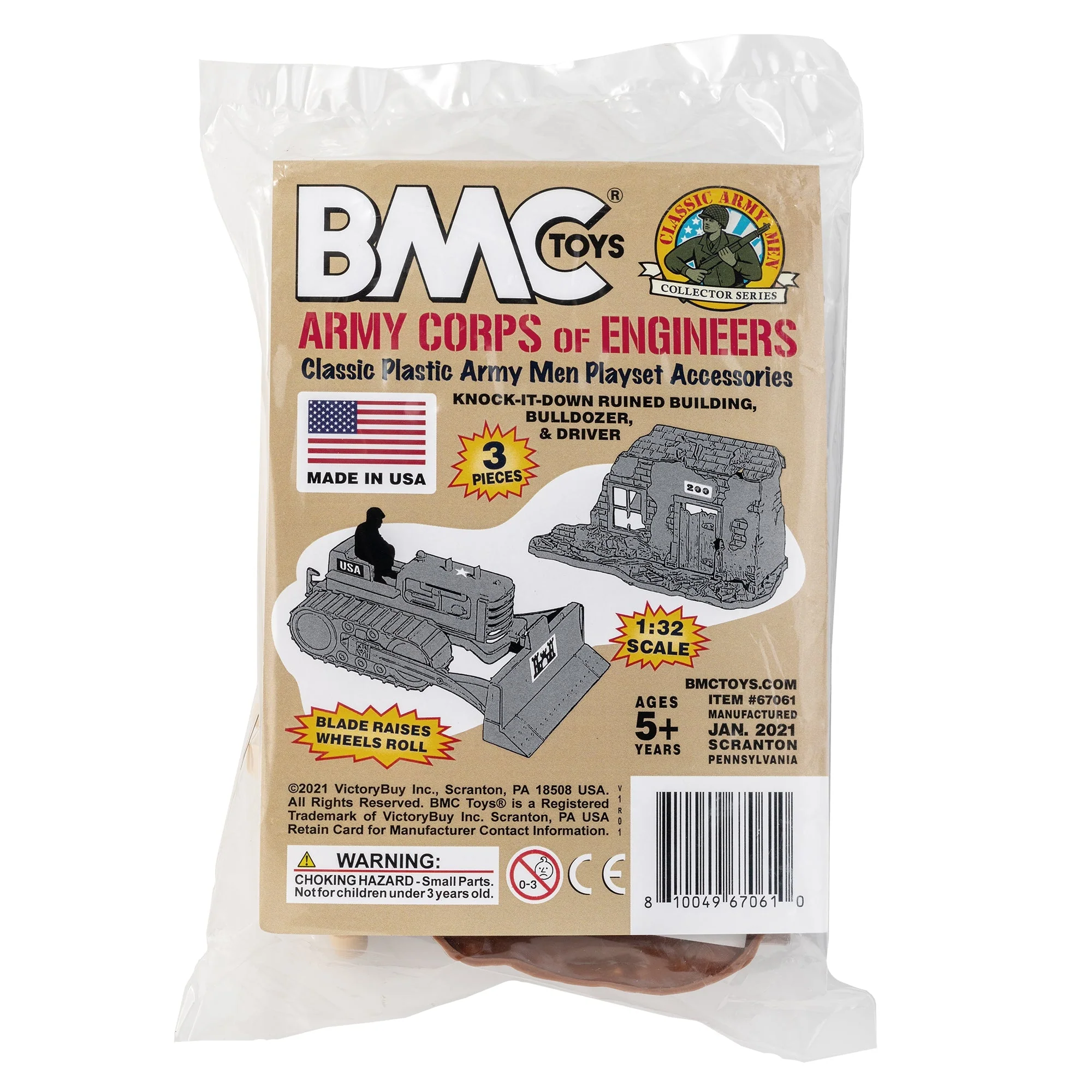 BMC Classic Army Corps of Engineers Tan Bulldozer Building Plastic Army Men Set - Image 6