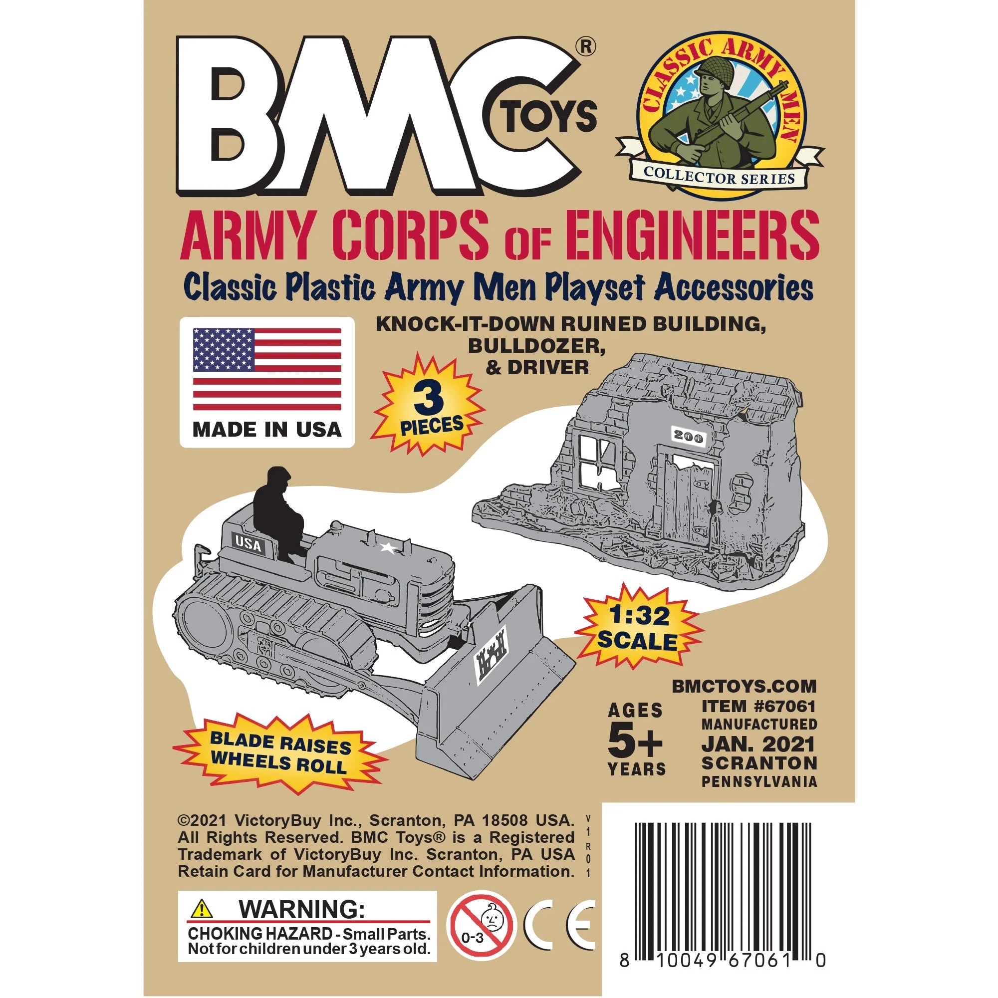 BMC Classic Army Corps of Engineers Tan Bulldozer Building Plastic Army Men Set - Image 7