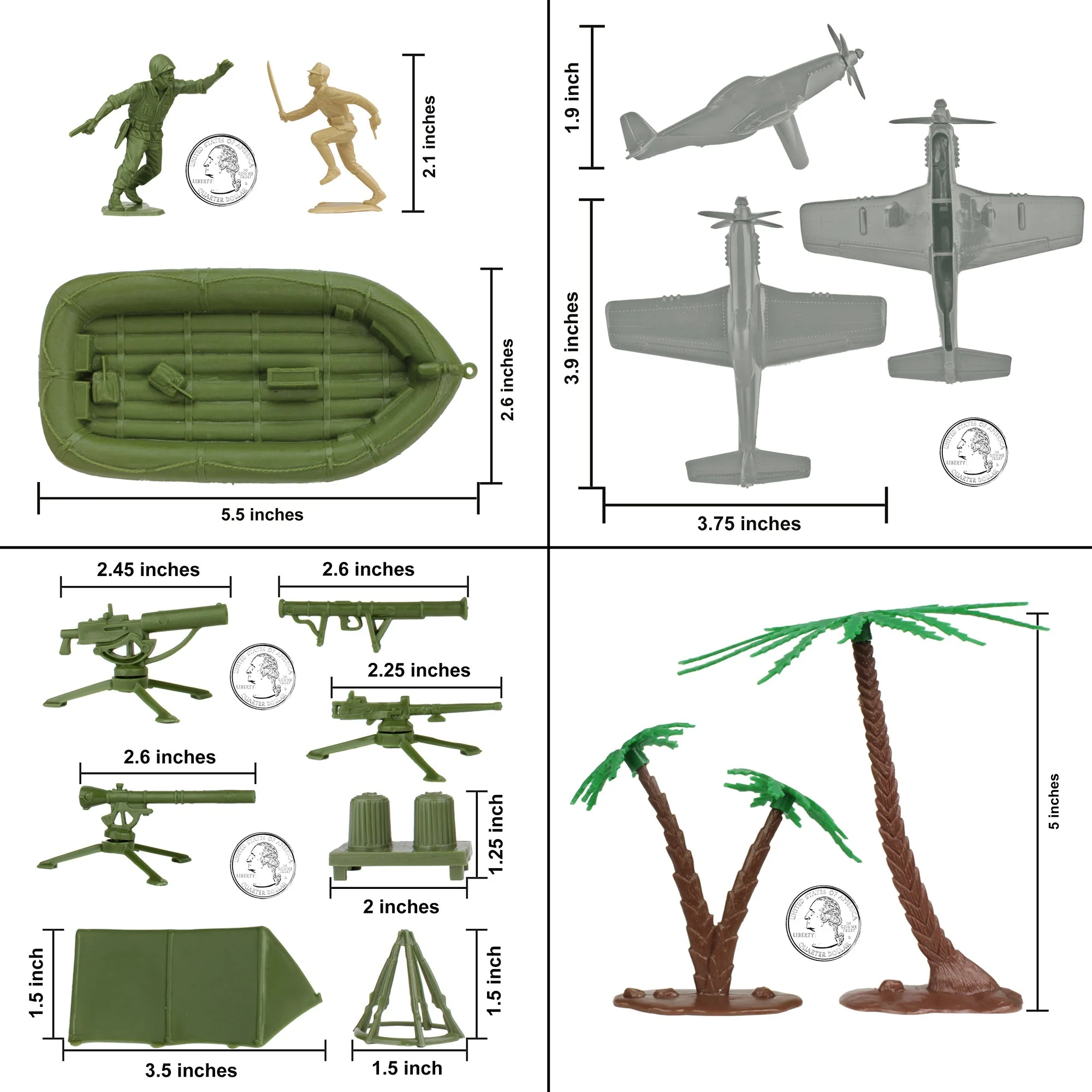 BMC Classic WWII Pacific Theater Battle 134pc Plastic Army Men Playset US Made - Image 4