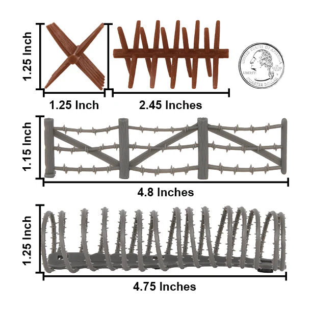 BMC CTS Concertina Barbed Wire Fence Barricade - 18pc Plastic Army Men Accessory - Image 2