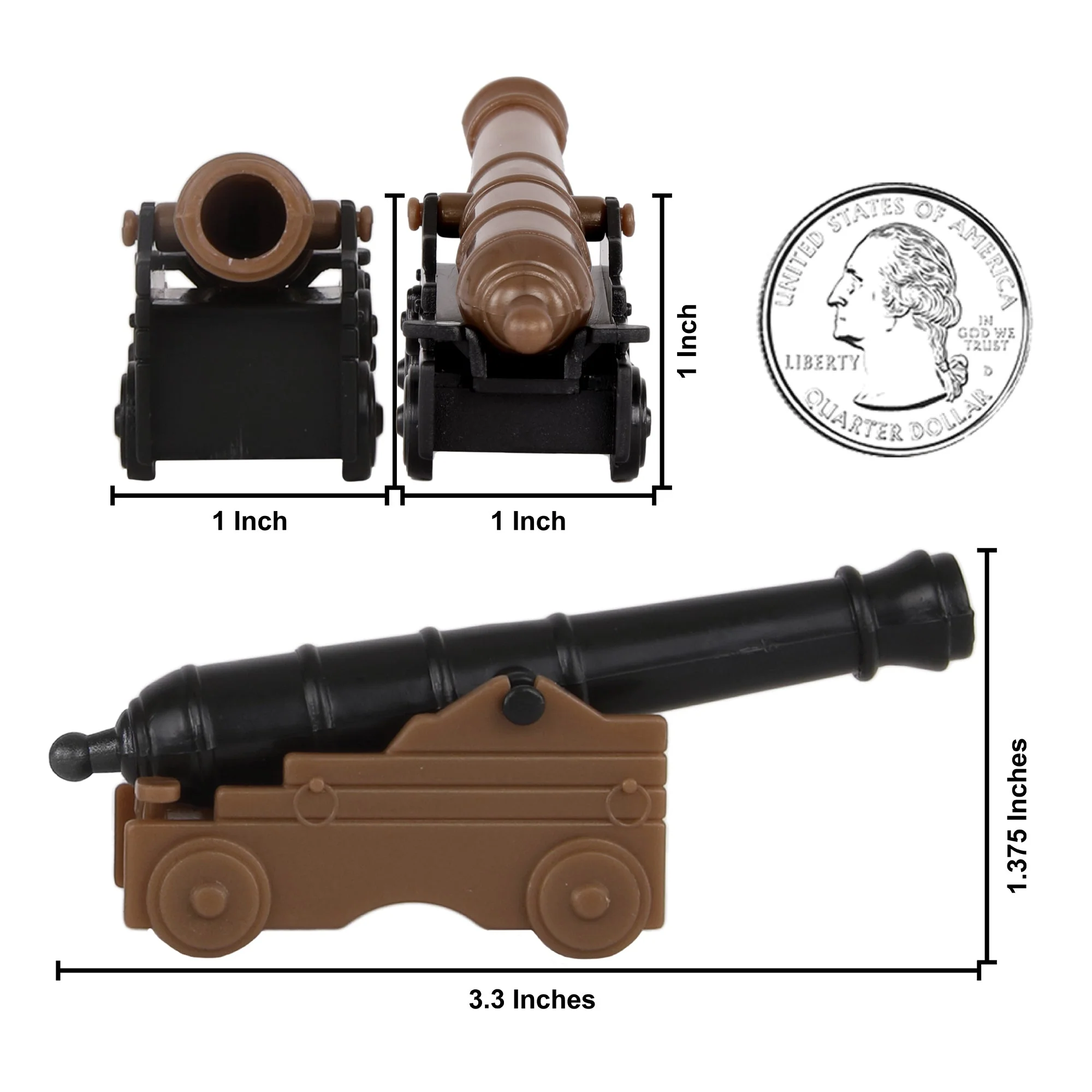 BMC CTS Naval Cannon Artillery - 6pc Black & Bronze Plastic Army Men Accessories - Image 2