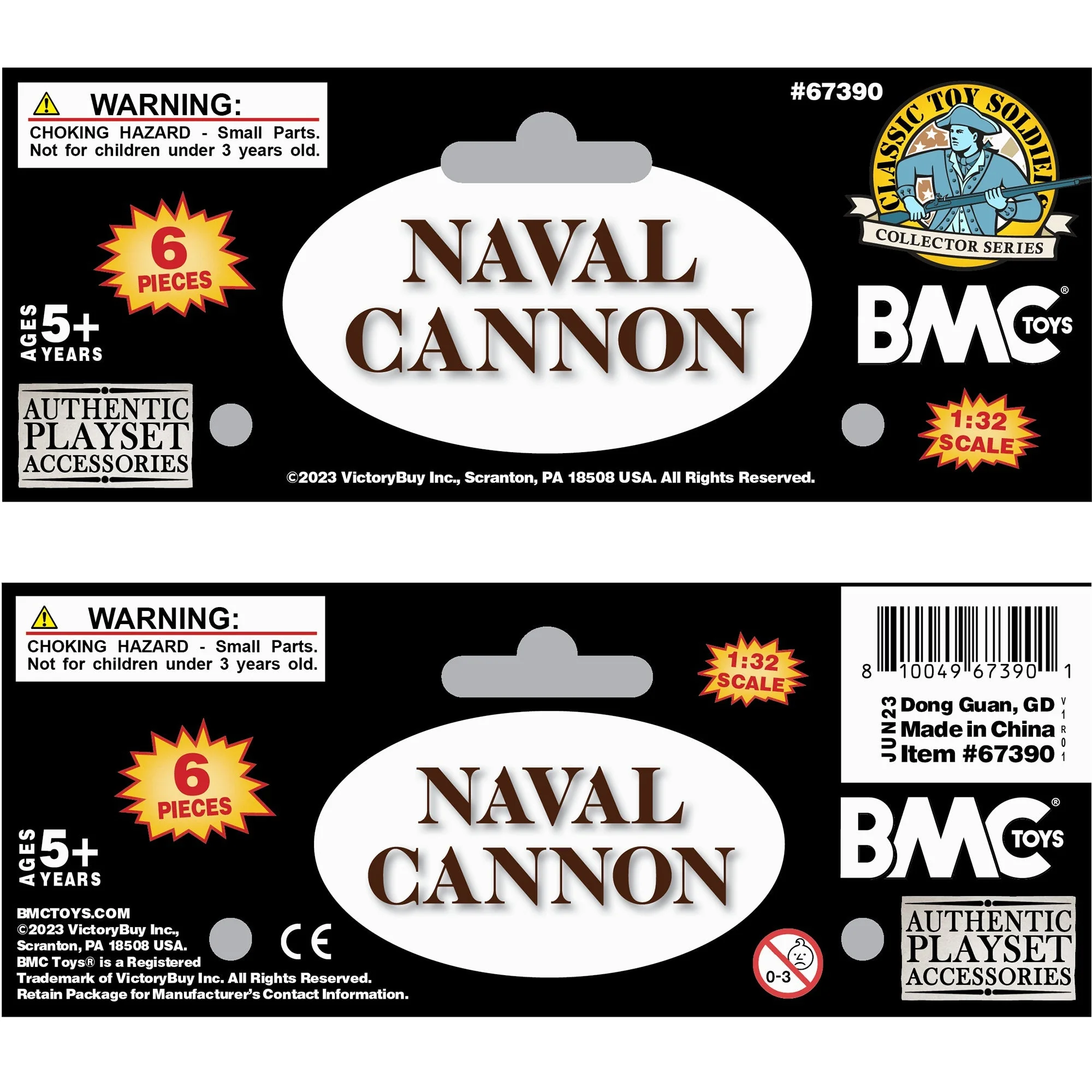 BMC CTS Naval Cannon Artillery - 6pc Black & Bronze Plastic Army Men Accessories - Image 5