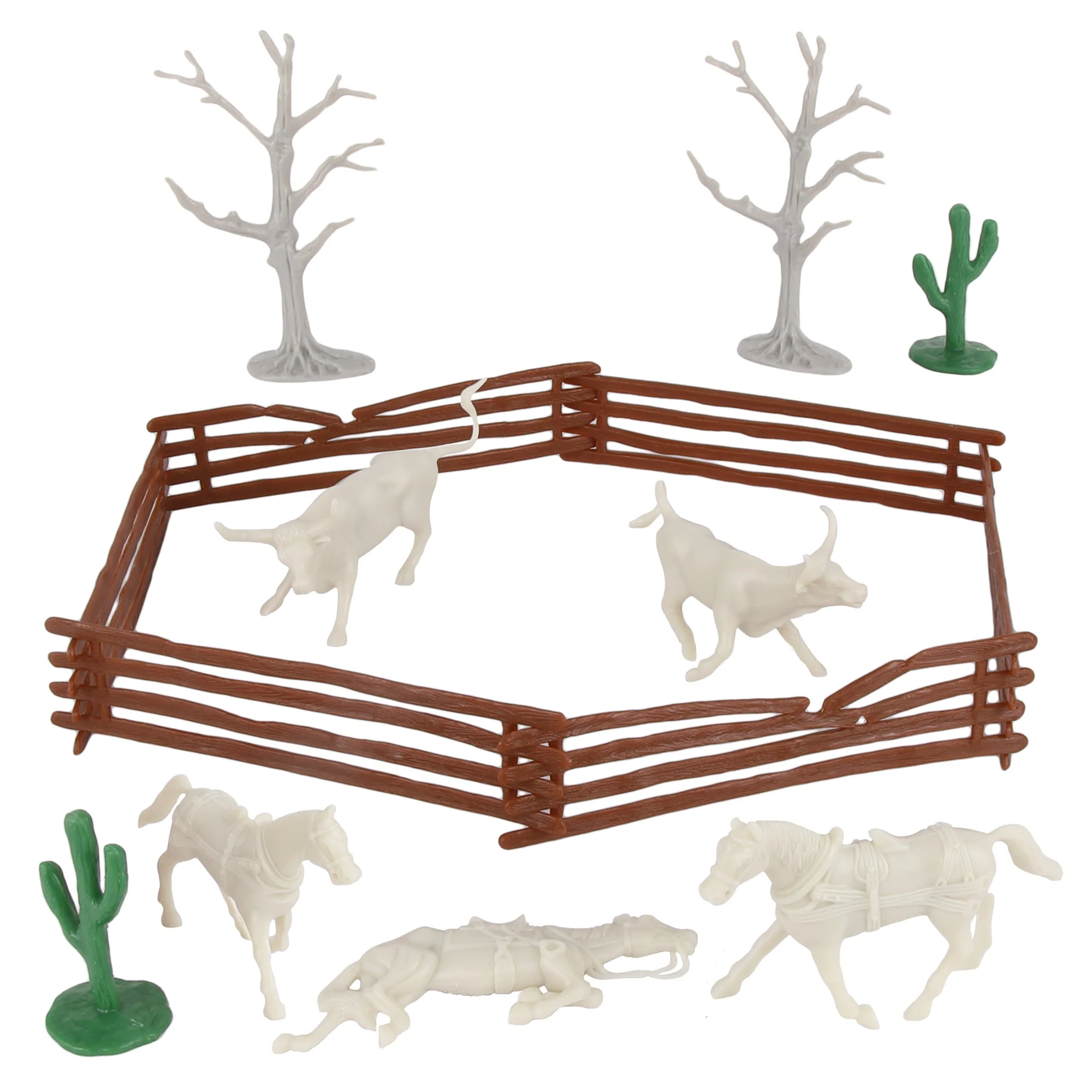 BMC CTS Desert Western Ranch - 15pc Plastic Figure Playset Diorama Accessories