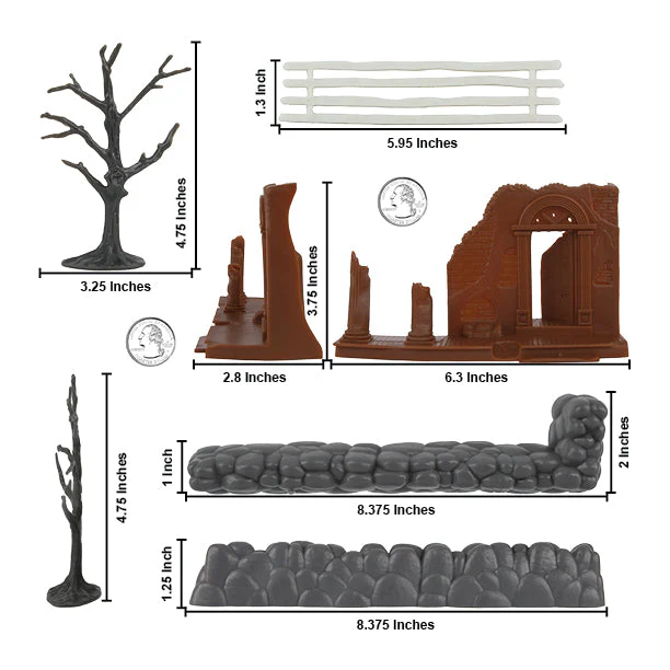 BMC CTS Estate Ruins Destroyed Mansion - 13pc Plastic Figure Playset Accessories - Image 2