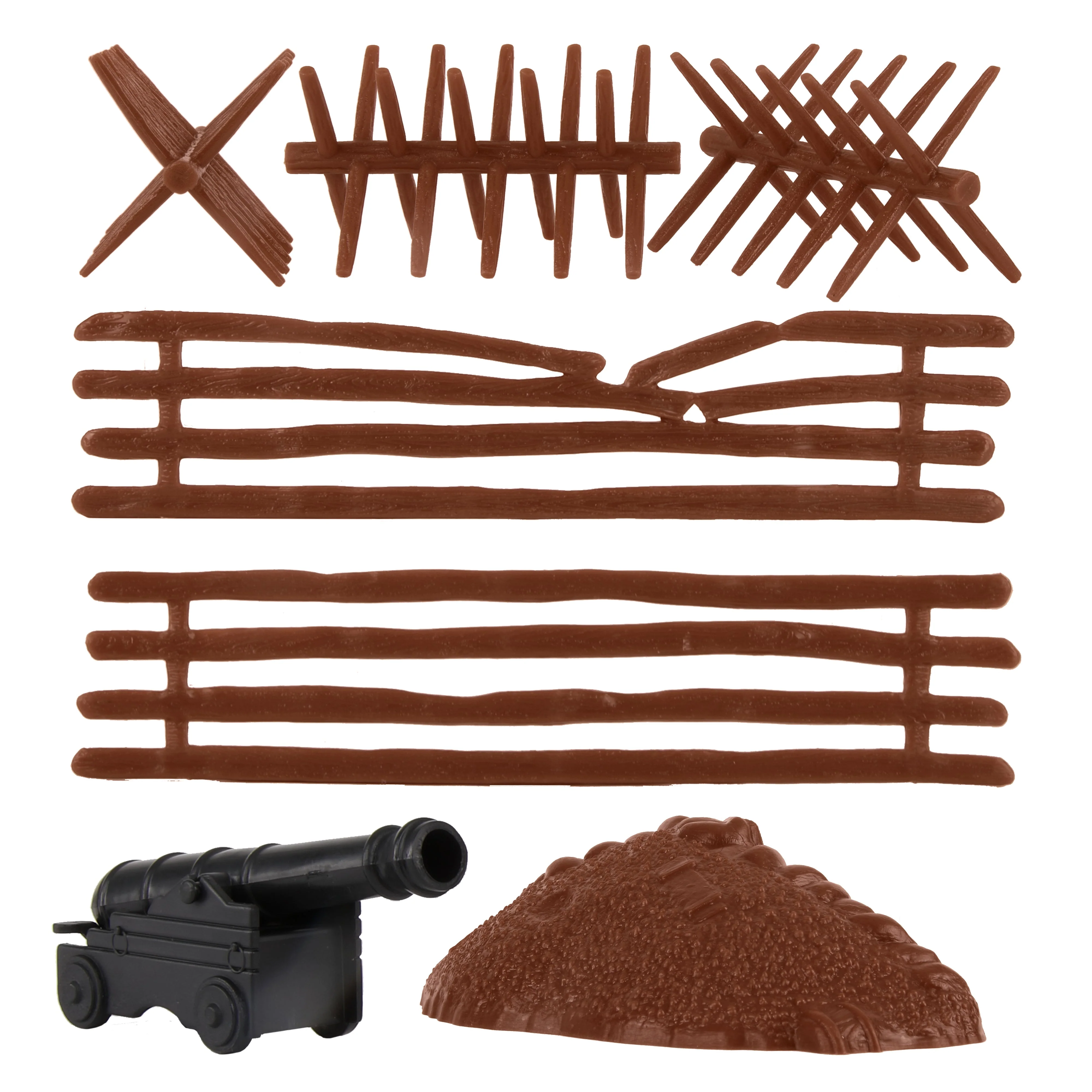 BMC CTS Redoubt Position & Naval Cannon - 12pc Brown Plastic Army Men Playset - Image 3