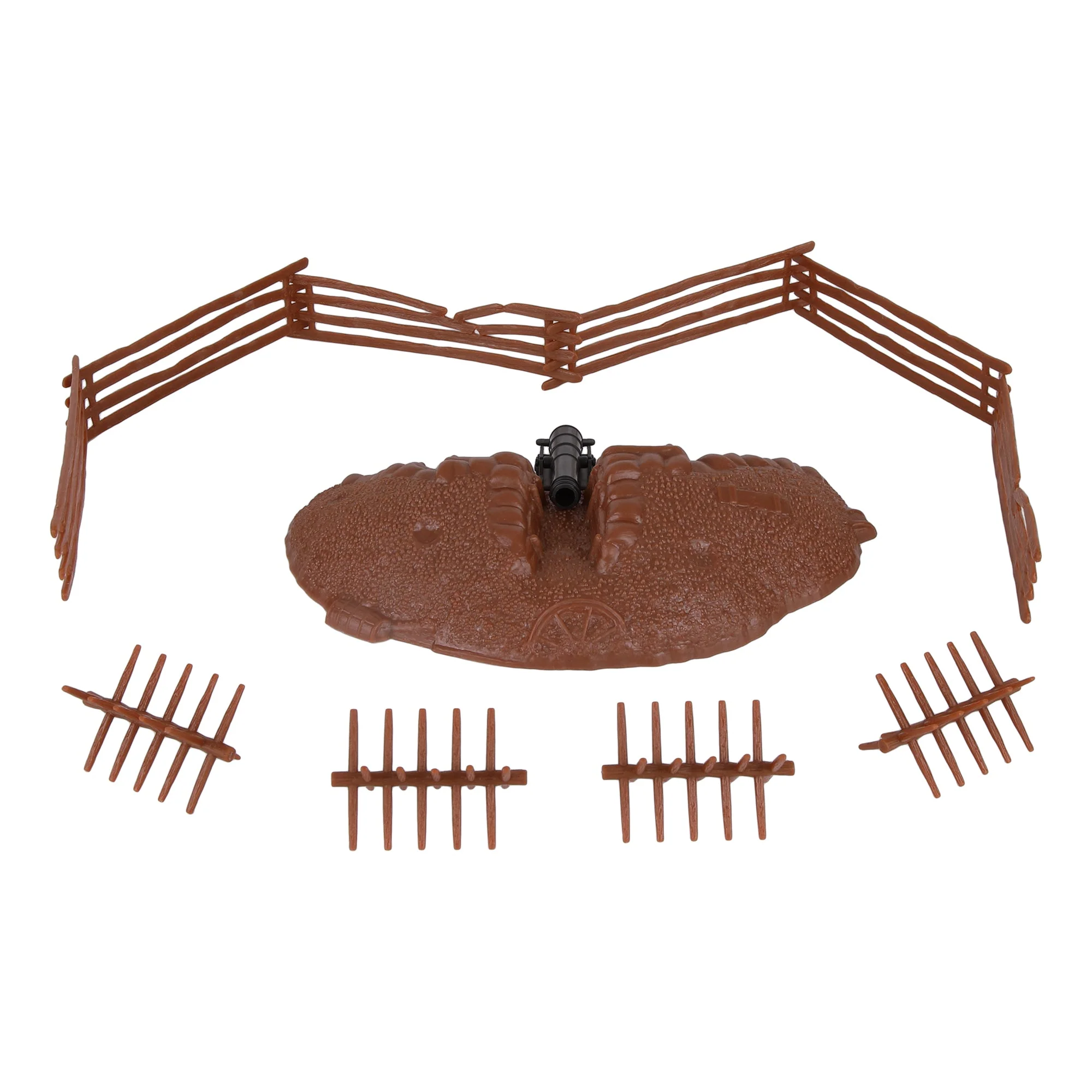 BMC CTS Redoubt Position & Naval Cannon - 12pc Brown Plastic Army Men Playset - Image 5