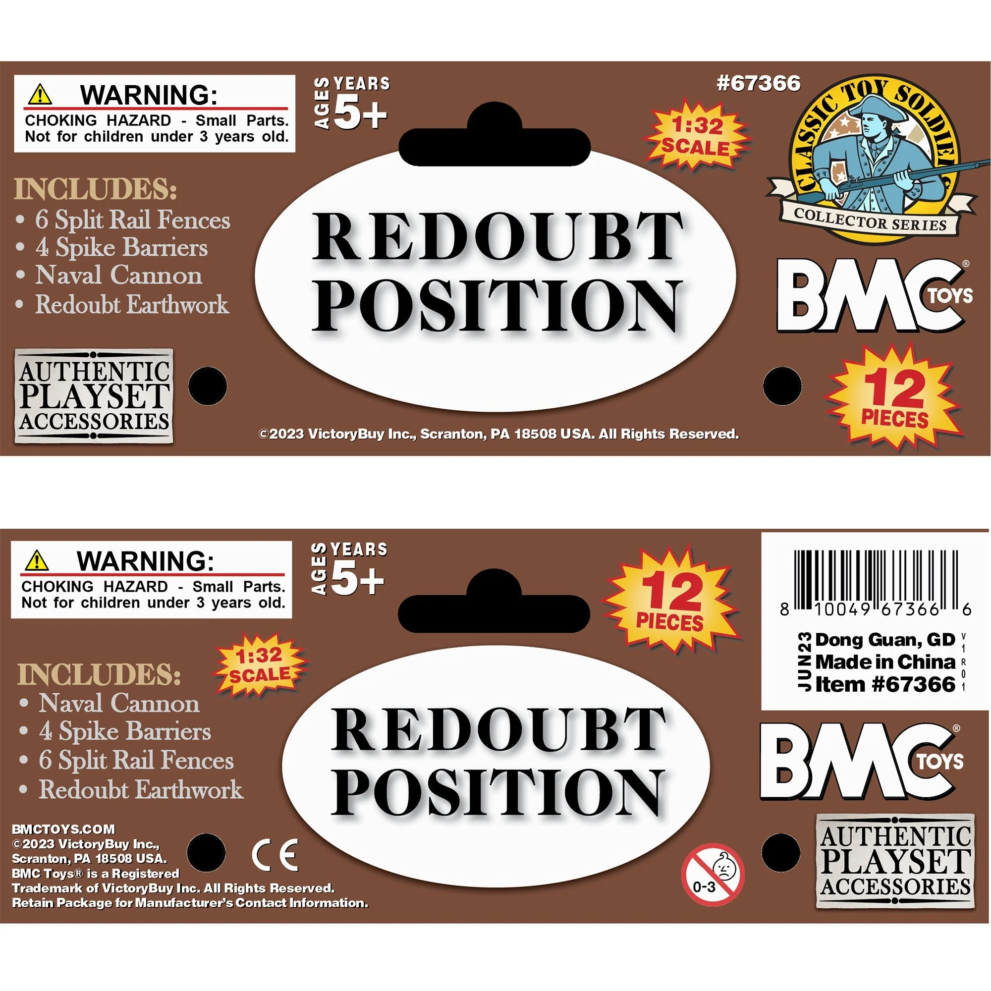 BMC CTS Redoubt Position & Naval Cannon - 12pc Brown Plastic Army Men Playset - Image 7