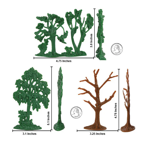 BMC CTS Woodland Forest Trees - 8pc Plastic Figure Playset Diorama Accessories - Image 2