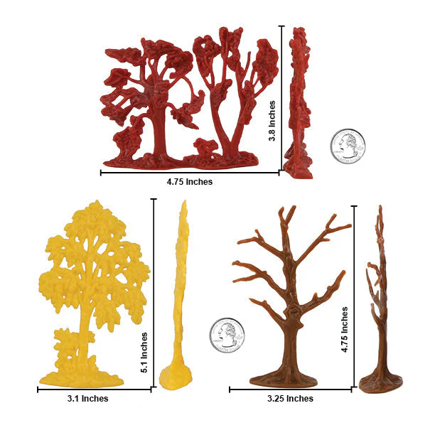 BMC CTS Fall Woodland Forest Trees - 8pc Plastic Playset Diorama Accessories - Image 2