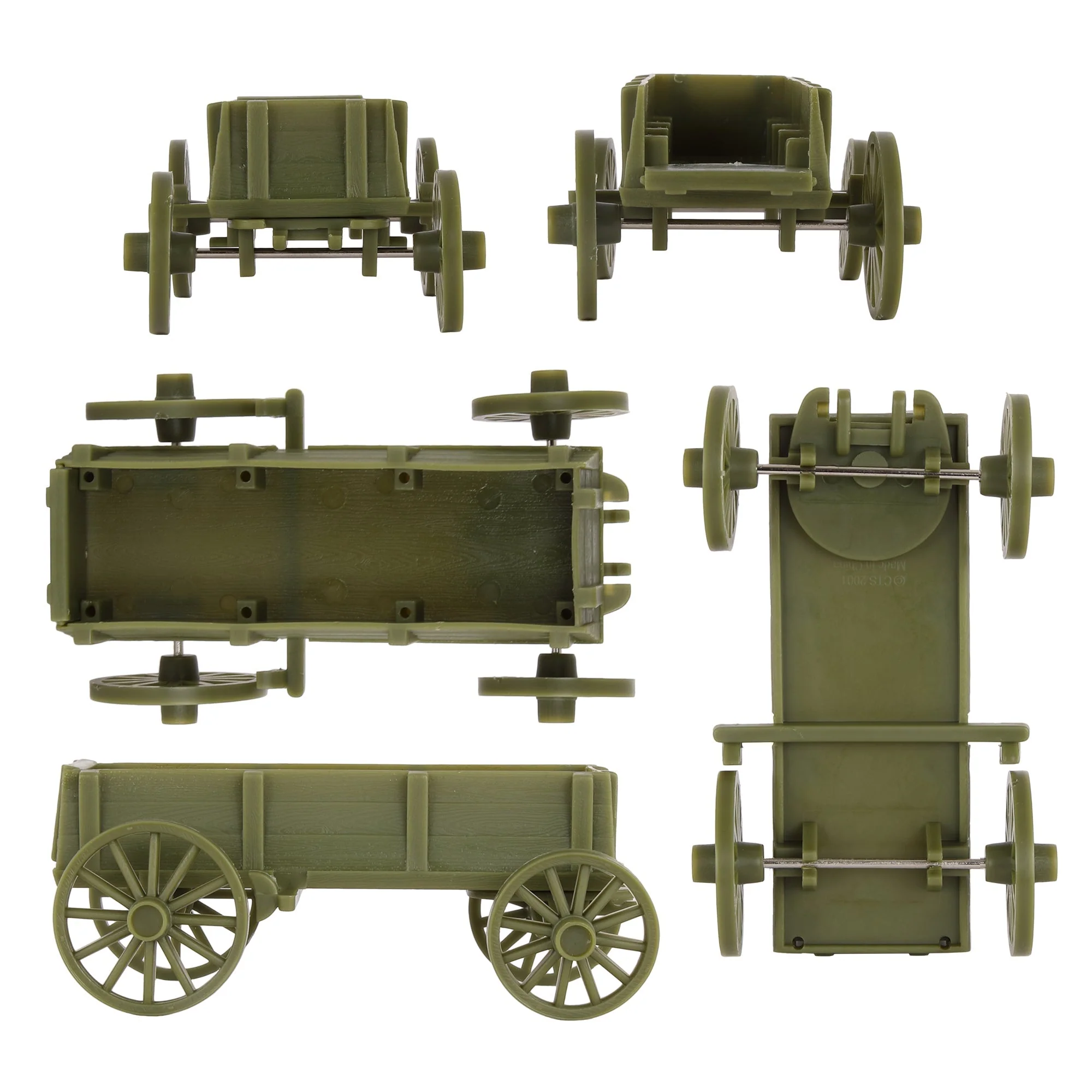 BMC CTS WW1 Ambulance & Supply Wagons - OD Green Square Top Horse Cart Playset - Image 6