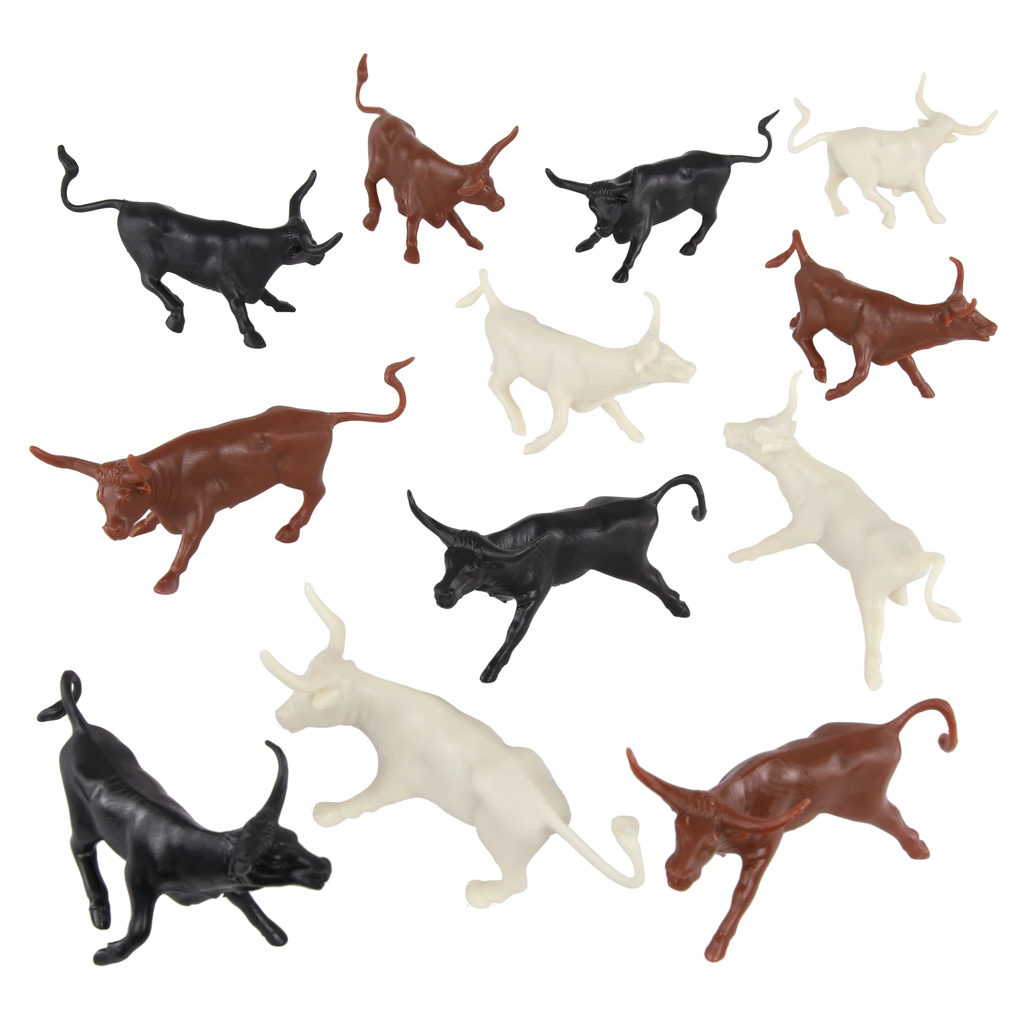 BMC CTS Western Longhorn Steer Cattle - 12pc Plastic Ranch Cow Figures Playset