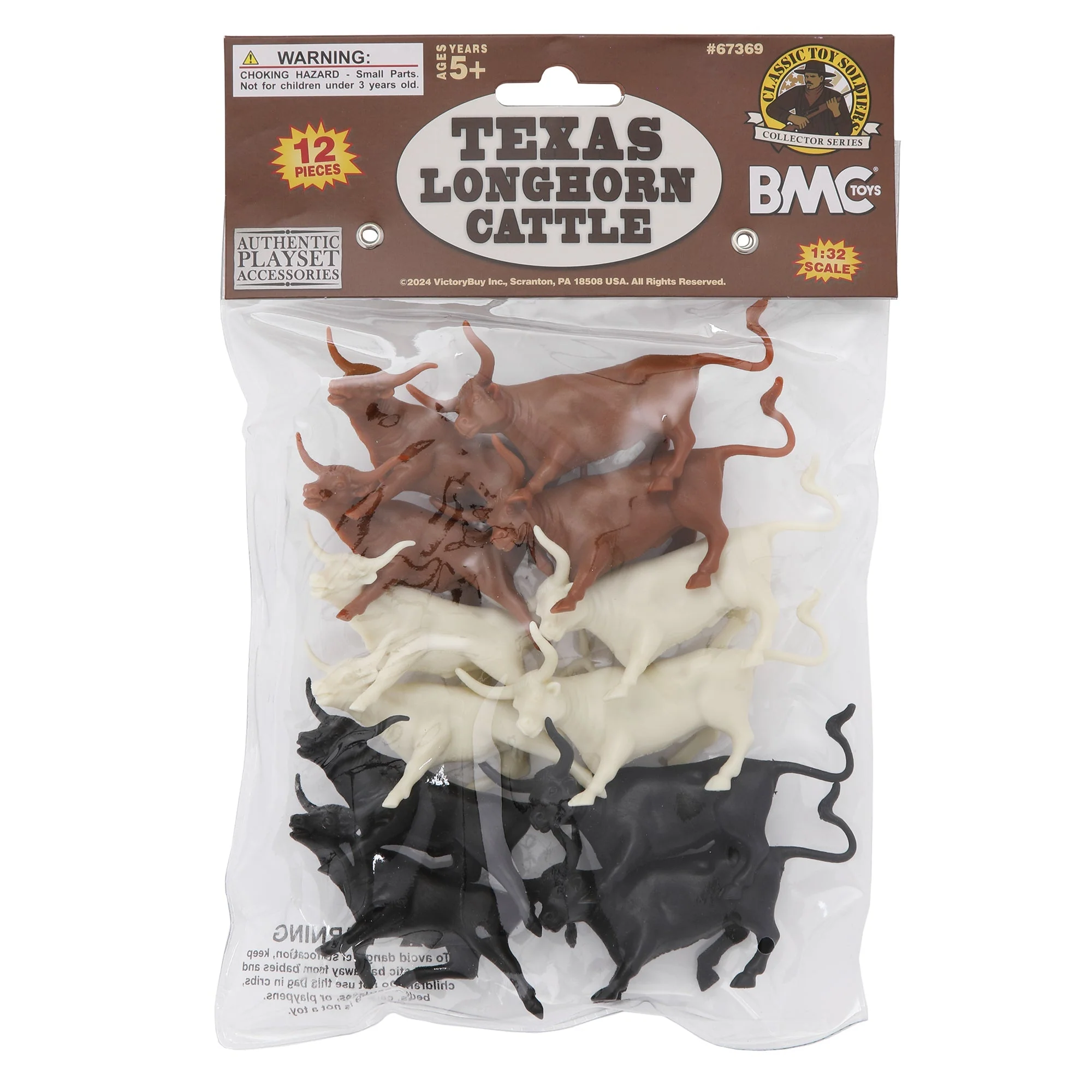 BMC CTS Western Longhorn Steer Cattle - 12pc Plastic Ranch Cow Figures Playset - Image 5