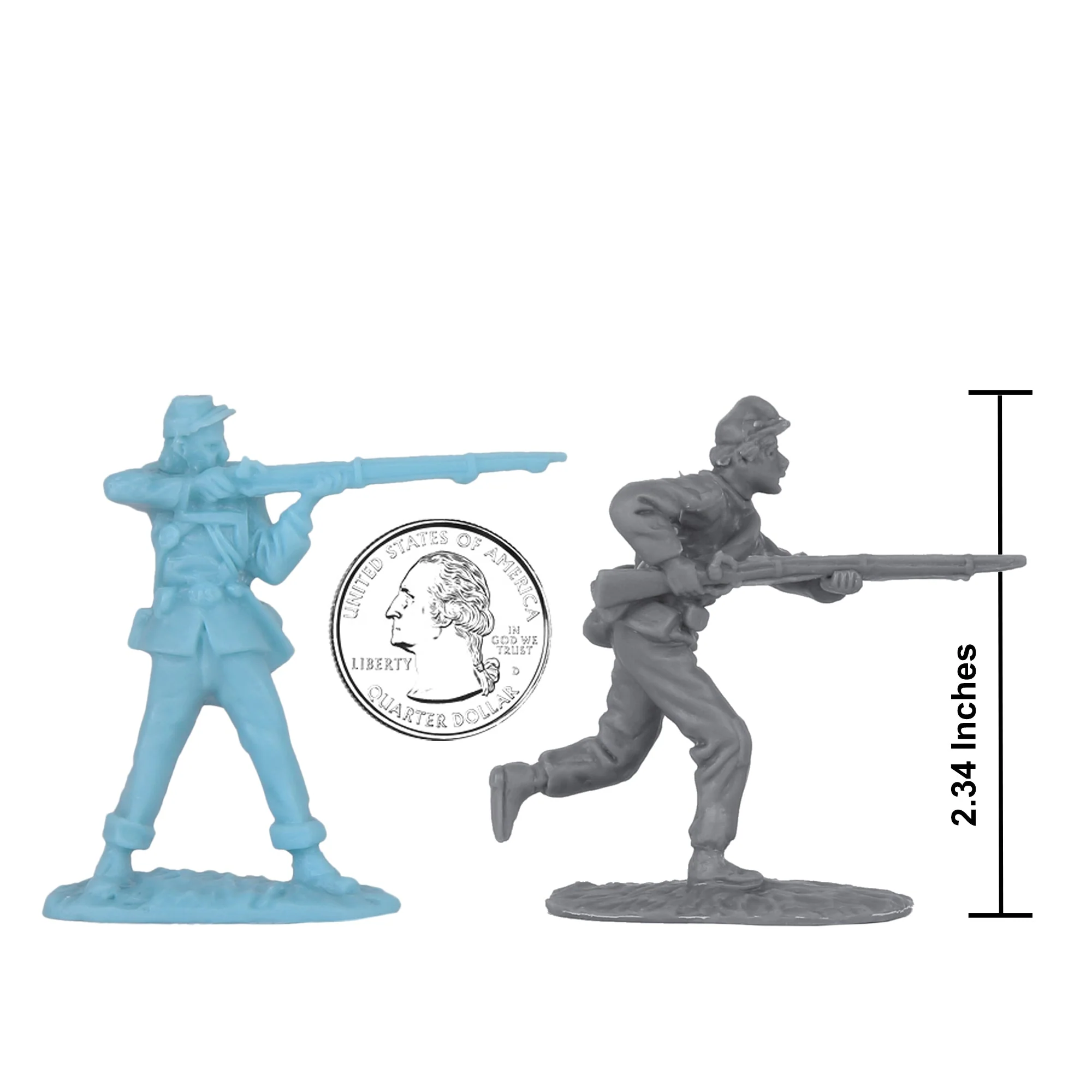 BMC CTS American Civil War Plastic Army Men - 32pc Blue & Gray Soldier Figures - Image 2