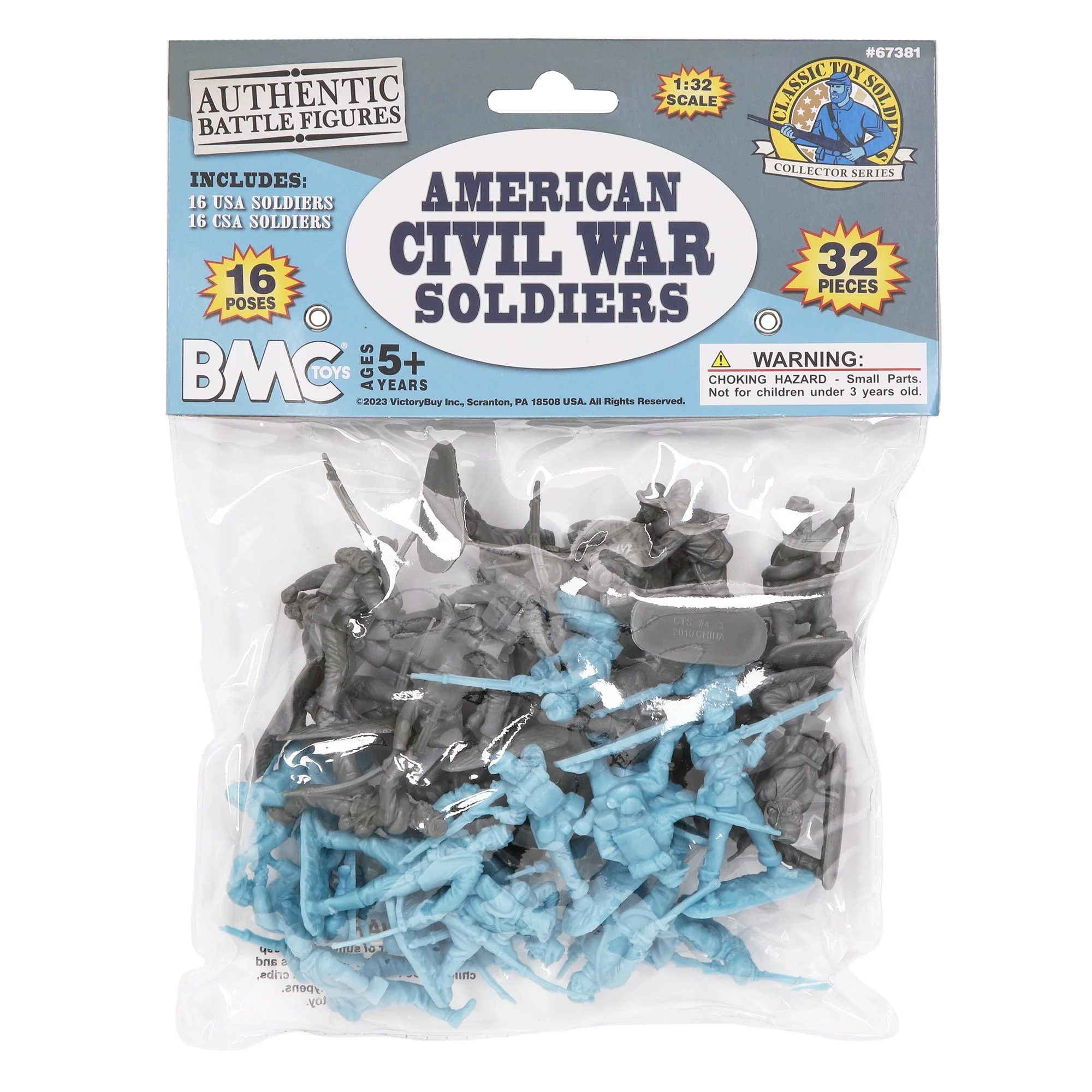 BMC CTS American Civil War Plastic Army Men - 32pc Blue & Gray Soldier Figures - Image 8