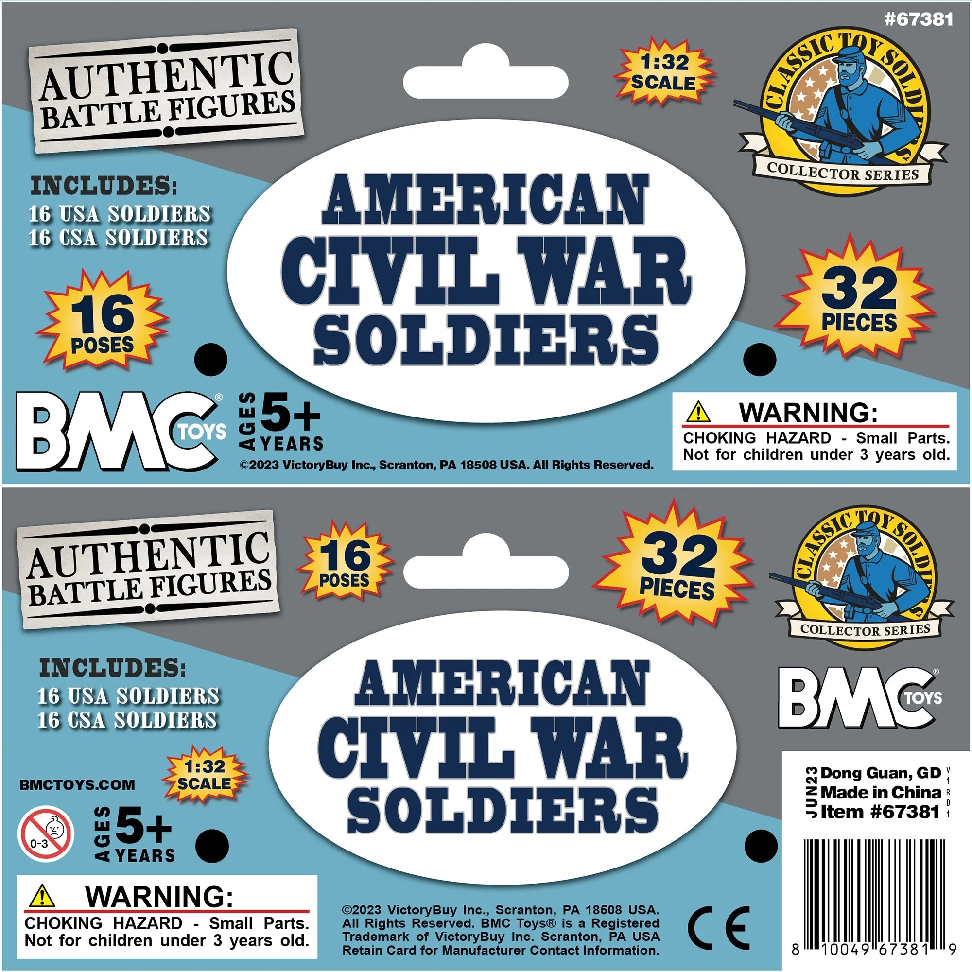 BMC CTS American Civil War Plastic Army Men - 32pc Blue & Gray Soldier Figures - Image 9