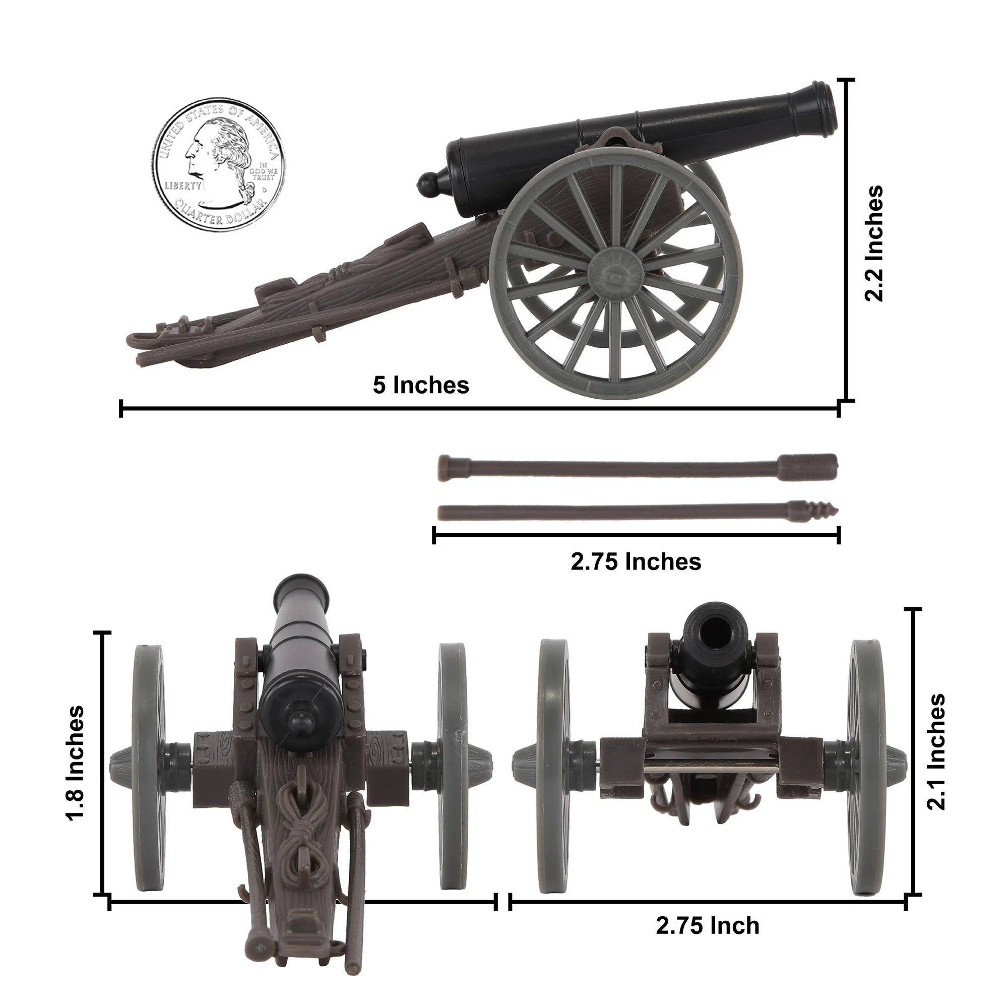 BMC CTS American Civil War 3 Cannon - Miniature Artillery 15pc Plastic Playset - Image 2