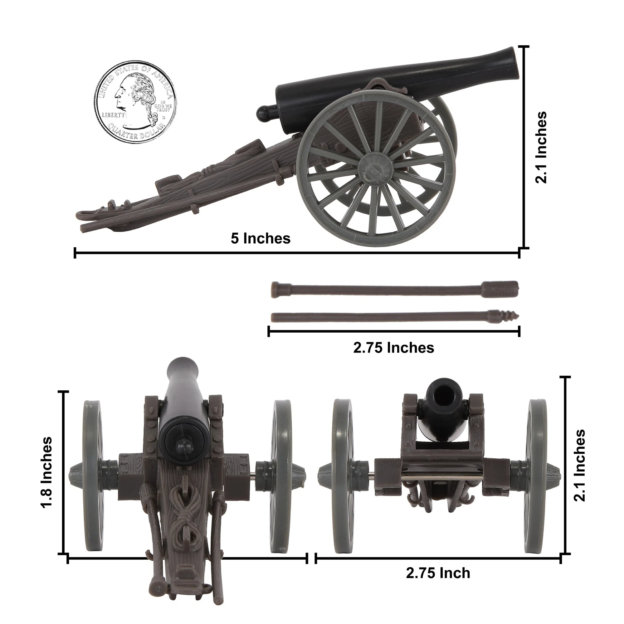 BMC CTS American Civil War 3 Cannon - Miniature Artillery 15pc Plastic Playset - Image 4