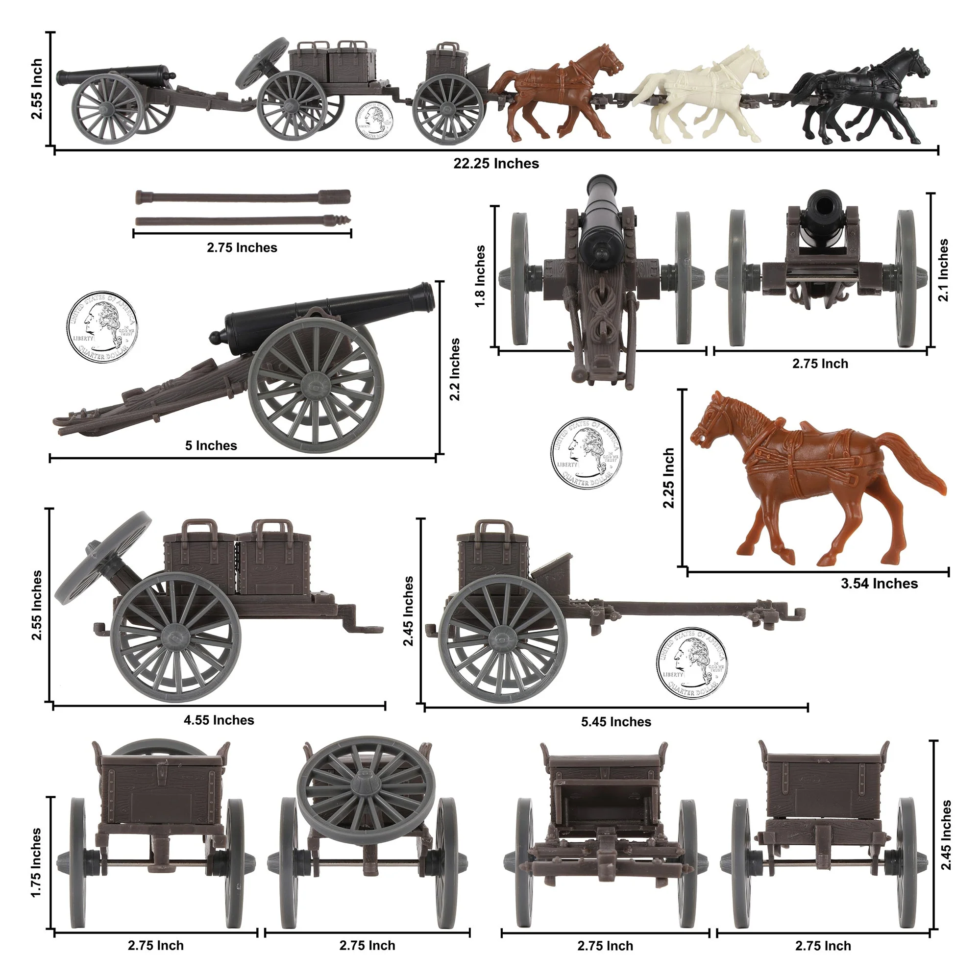 BMC CTS American Civil War Artillery Horse Wagon - Cannon Limber Caisson Playset - Image 2