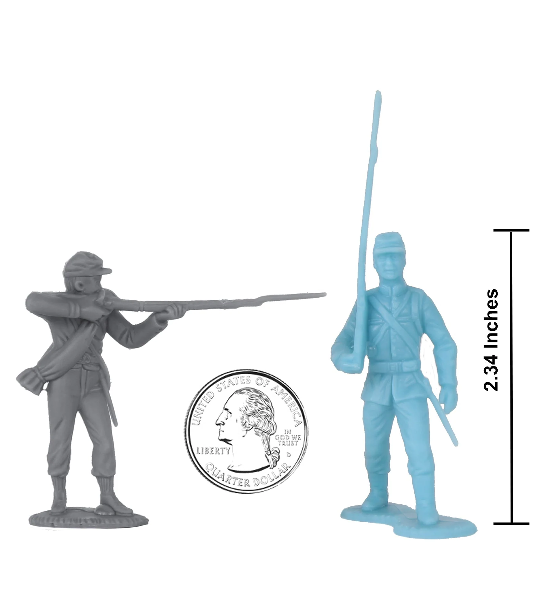 BMC CTS Marx Civil War Plastic Army Men - 31pc Powder Blue & Gray Soldier Figure - Image 2