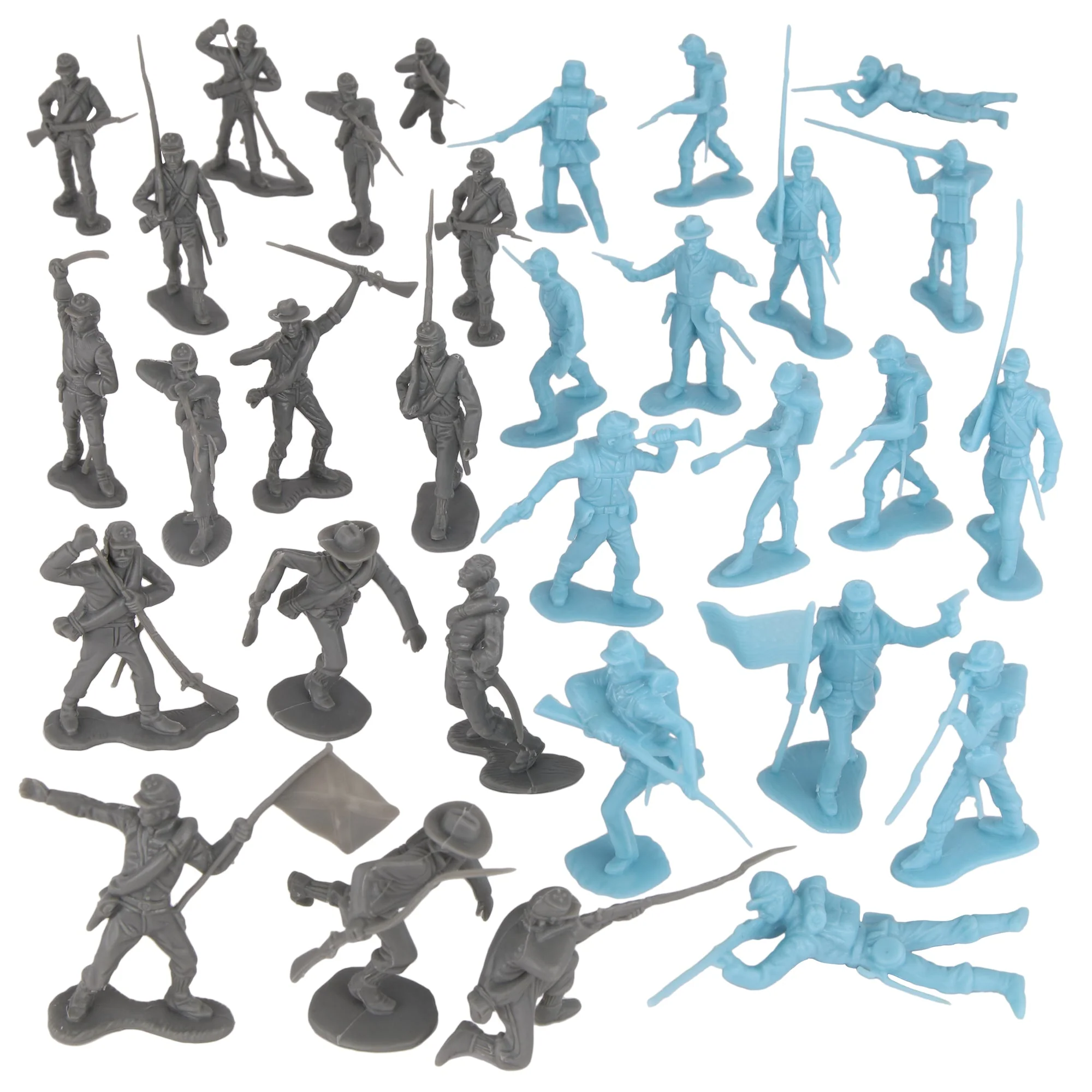 BMC CTS Marx Civil War Plastic Army Men - 31pc Powder Blue & Gray Soldier Figure - Image 5