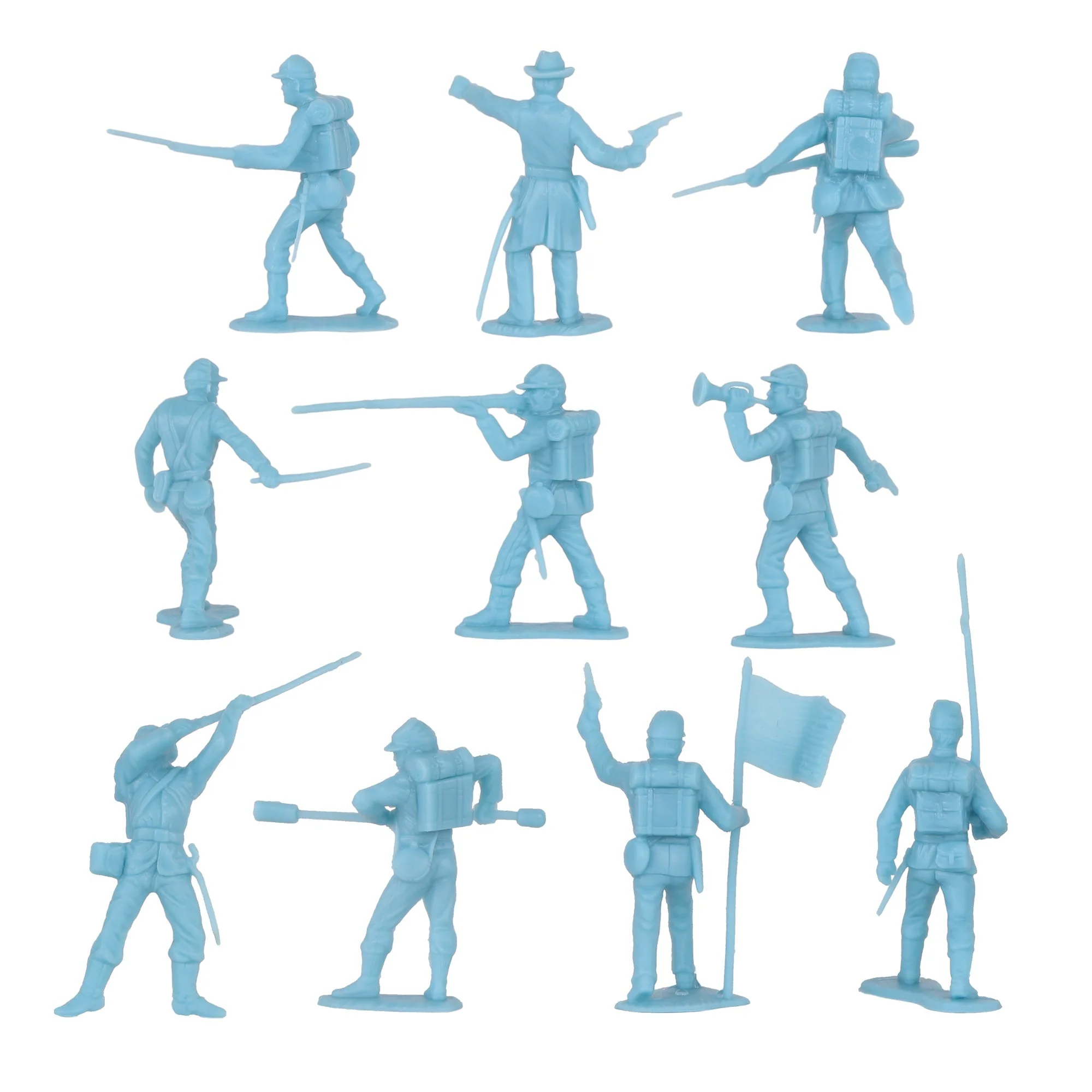 BMC CTS Marx Civil War Plastic Army Men - 31pc Powder Blue & Gray Soldier Figure - Image 6