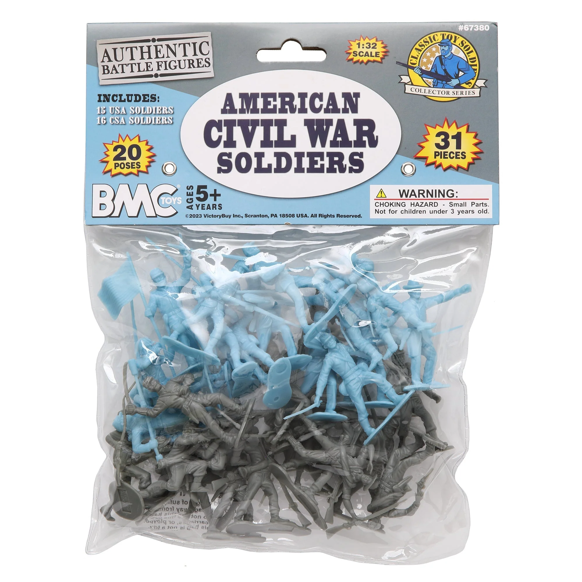 BMC CTS Marx Civil War Plastic Army Men - 31pc Powder Blue & Gray Soldier Figure - Image 8