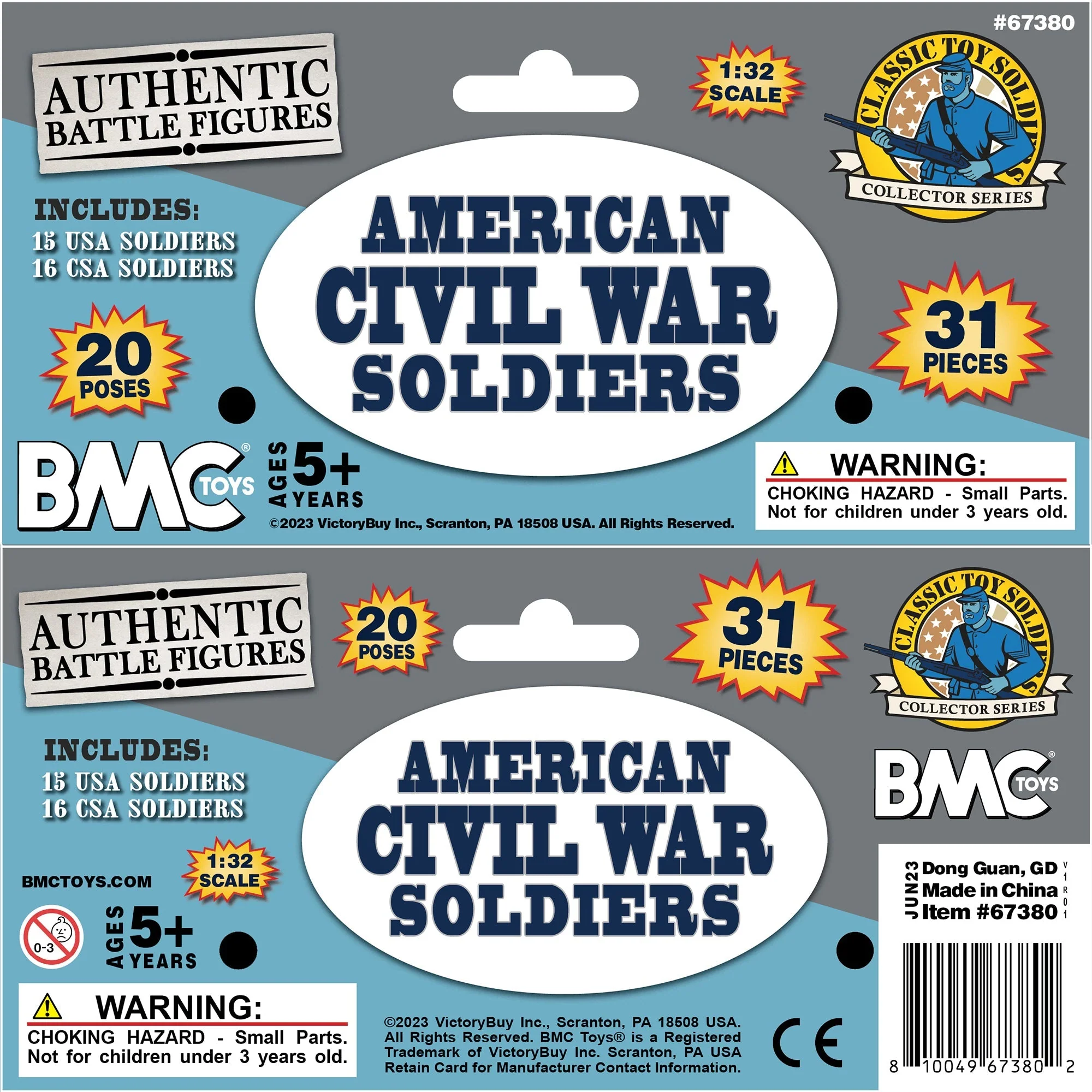 BMC CTS Marx Civil War Plastic Army Men - 31pc Powder Blue & Gray Soldier Figure - Image 9