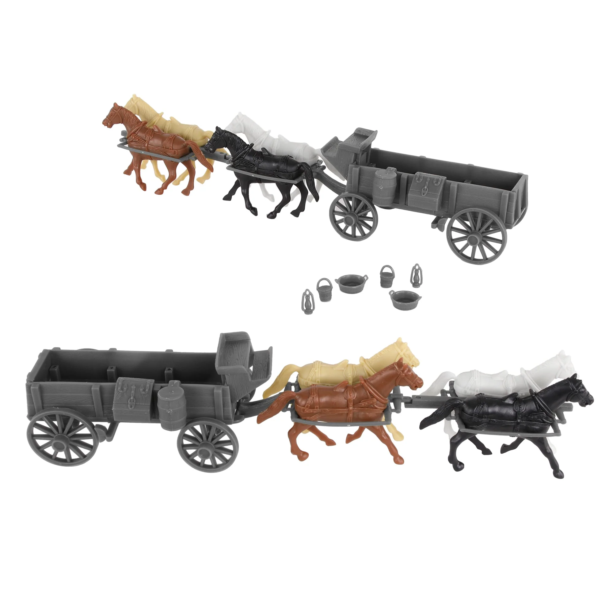 BMC CTS American Civil War Ambulance Wagons - Gray Square Top Horse Cart Playset - Image 4