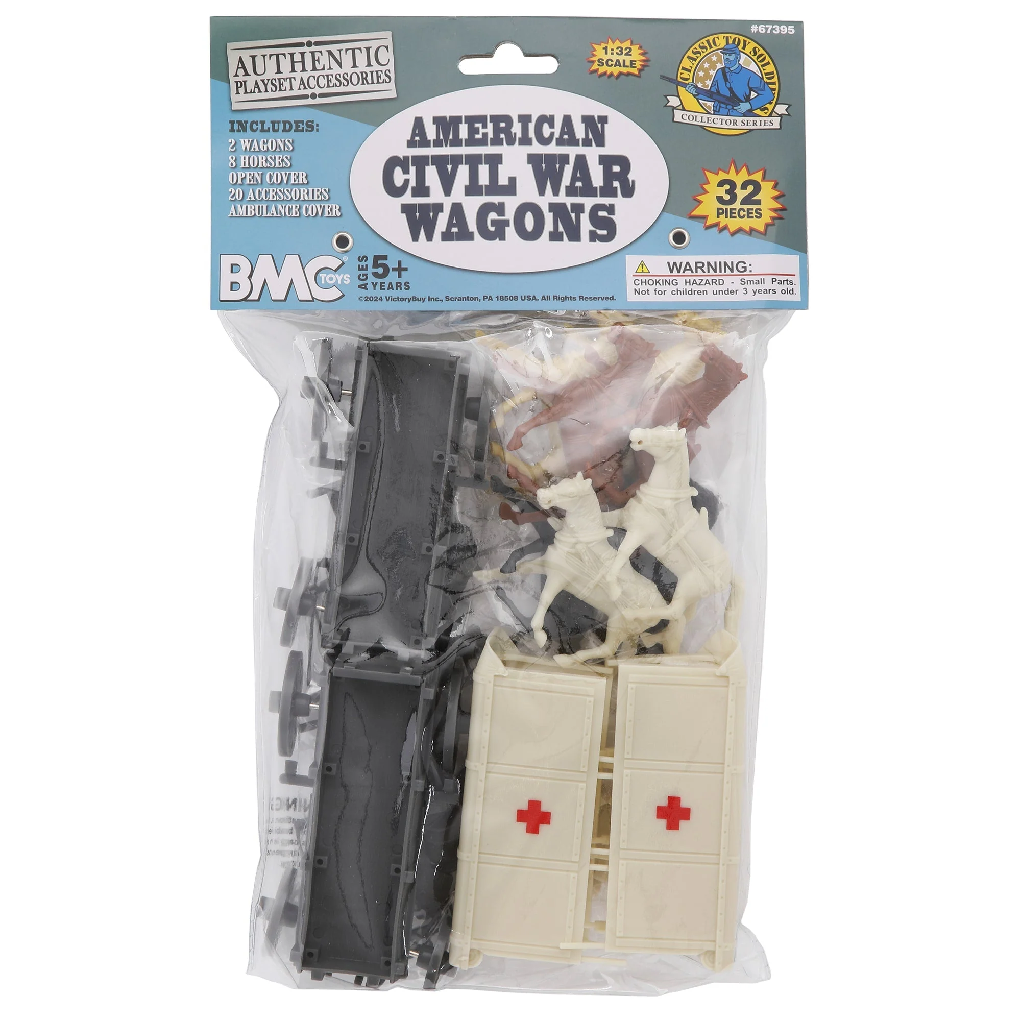 BMC CTS American Civil War Ambulance Wagons - Gray Square Top Horse Cart Playset - Image 8