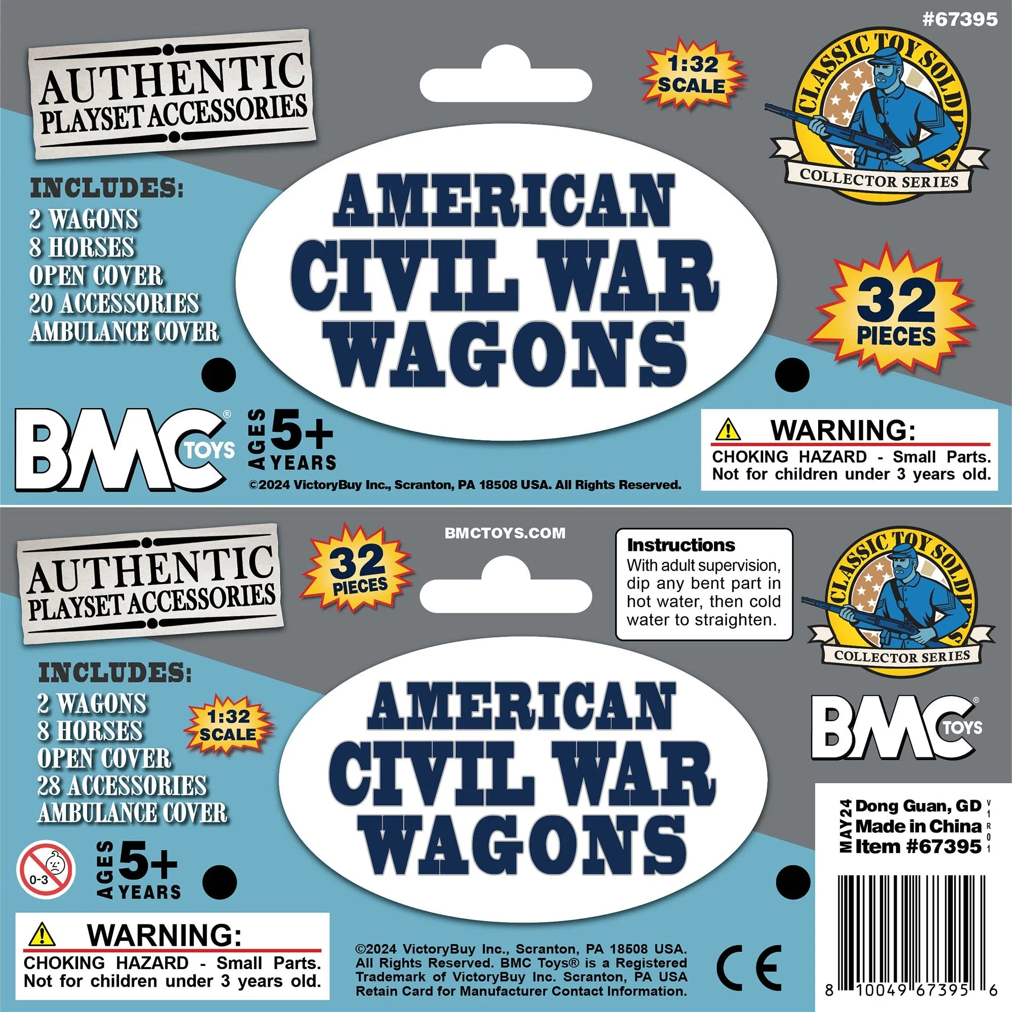 BMC CTS American Civil War Ambulance Wagons - Gray Square Top Horse Cart Playset - Image 9