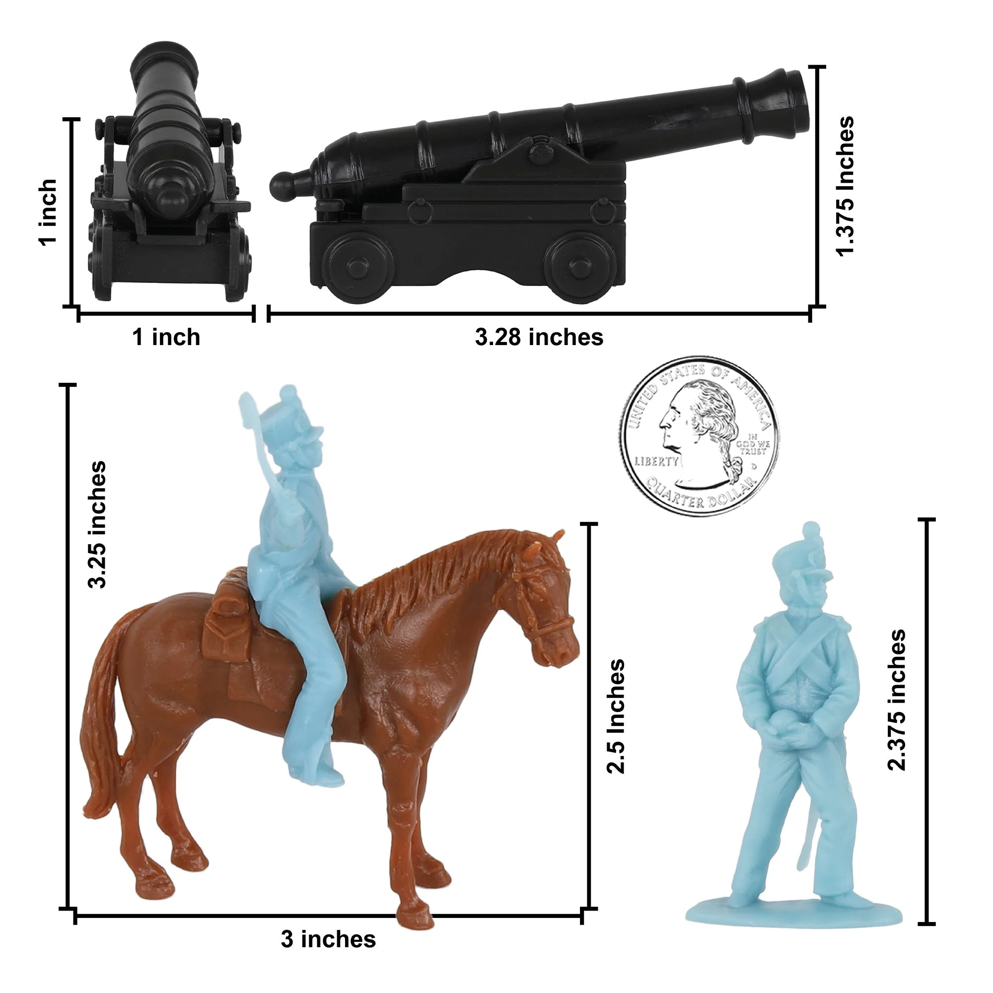 BMC CTS Alamo Mexican Artillery - 25pc Powder Blue Plastic Figures Cannon Horses - Image 2