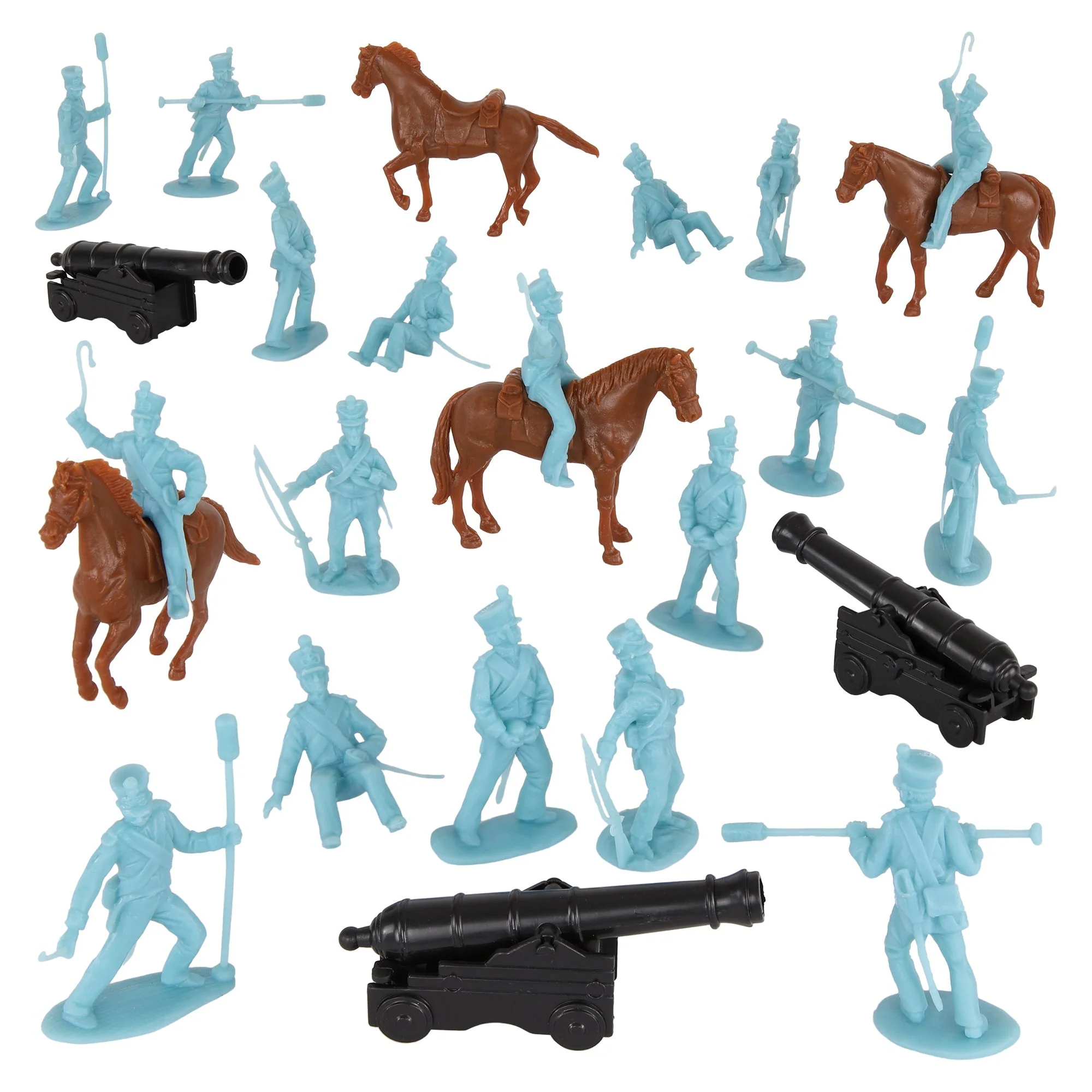 BMC CTS Alamo Mexican Artillery - 25pc Powder Blue Plastic Figures Cannon Horses - Image 5