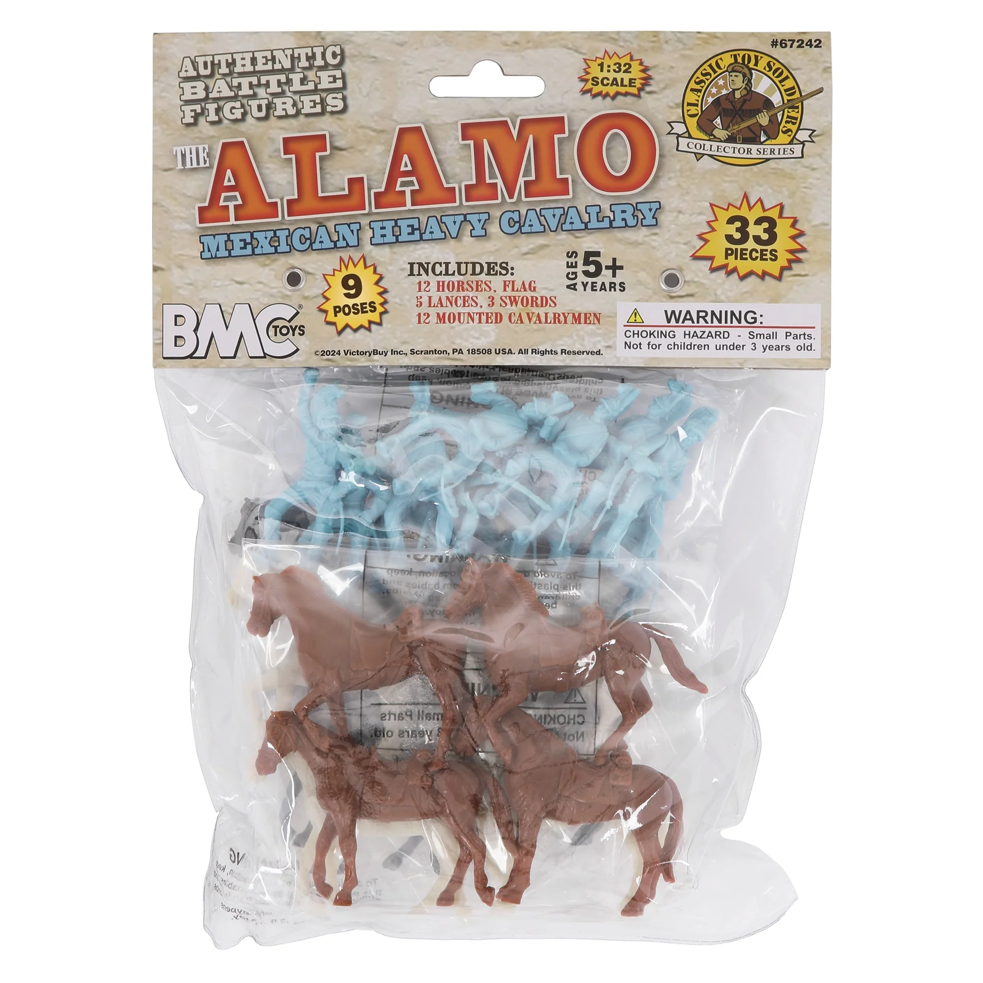 BMC CTS Alamo Mexican Heavy Cavalry - 33pc Powder Blue Plastic Soldier Figures - Image 6