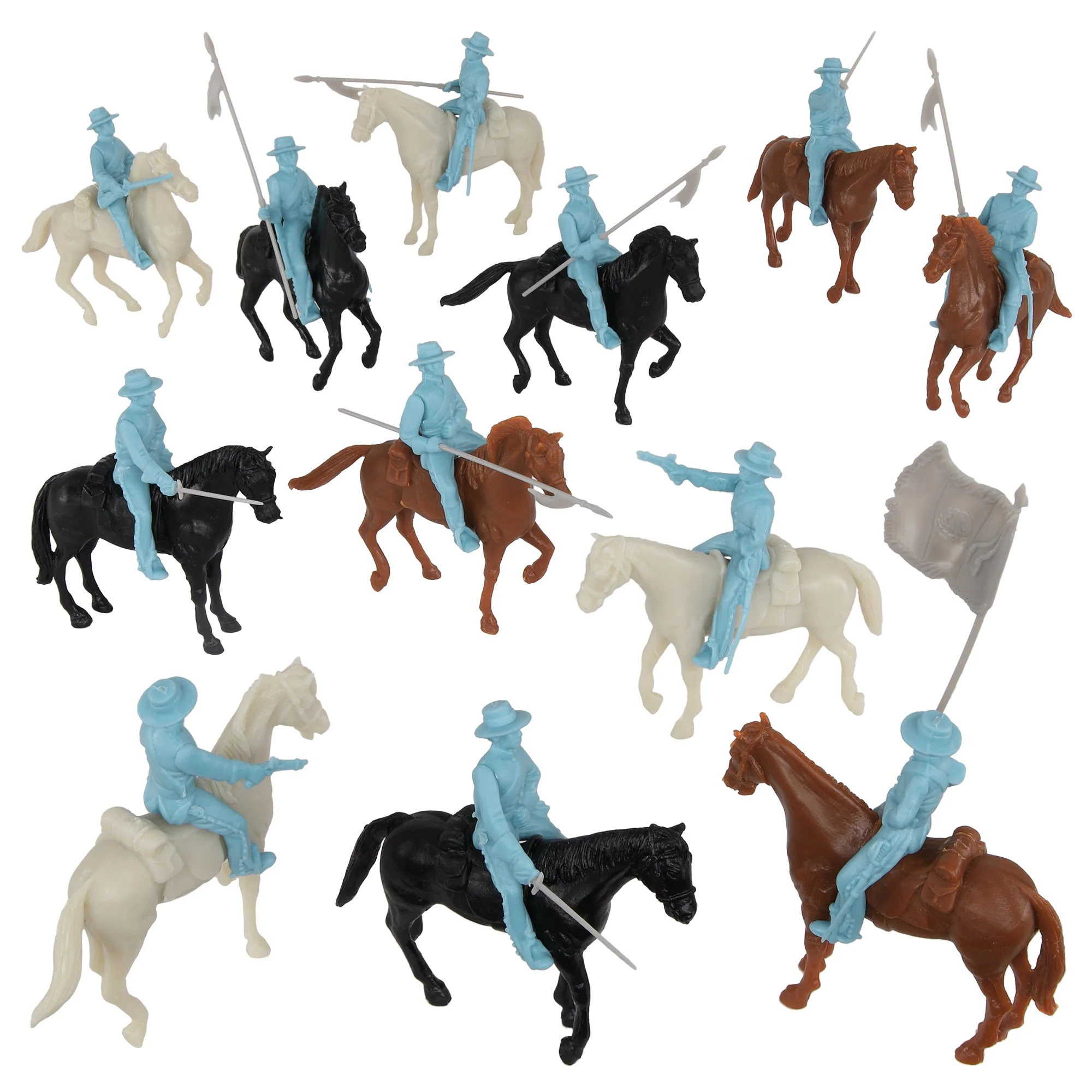 BMC CTS Alamo Mexican Light Cavalry - 33pc Powder Blue Plastic Soldier Figures