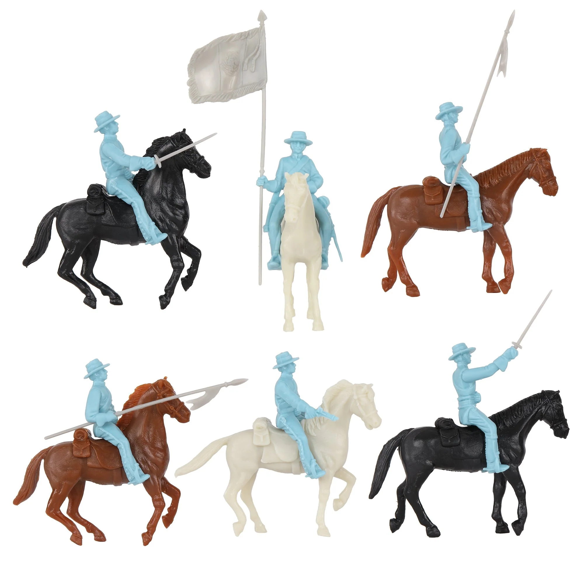 BMC CTS Alamo Mexican Light Cavalry - 33pc Powder Blue Plastic Soldier Figures - Image 3