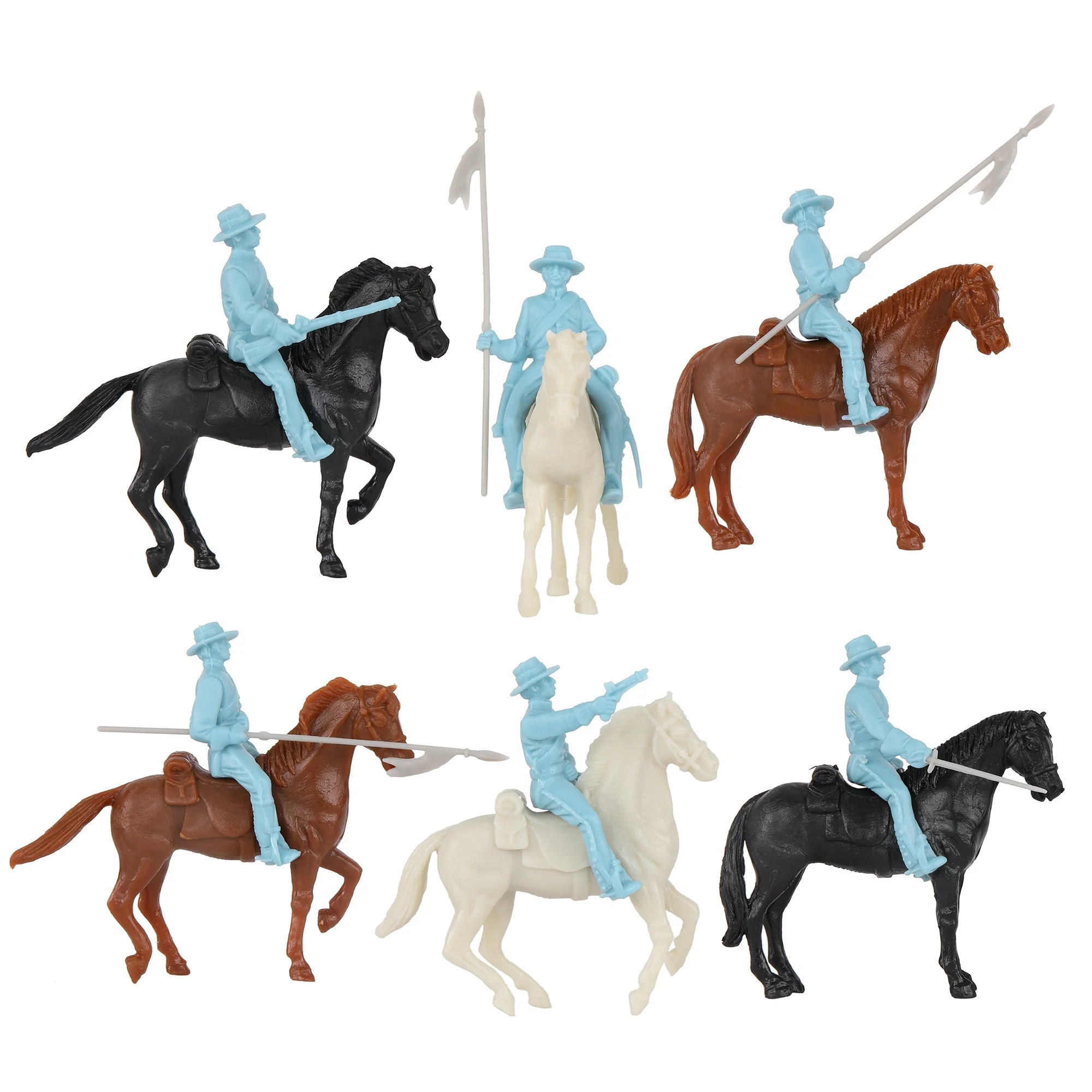 BMC CTS Alamo Mexican Light Cavalry - 33pc Powder Blue Plastic Soldier Figures - Image 4