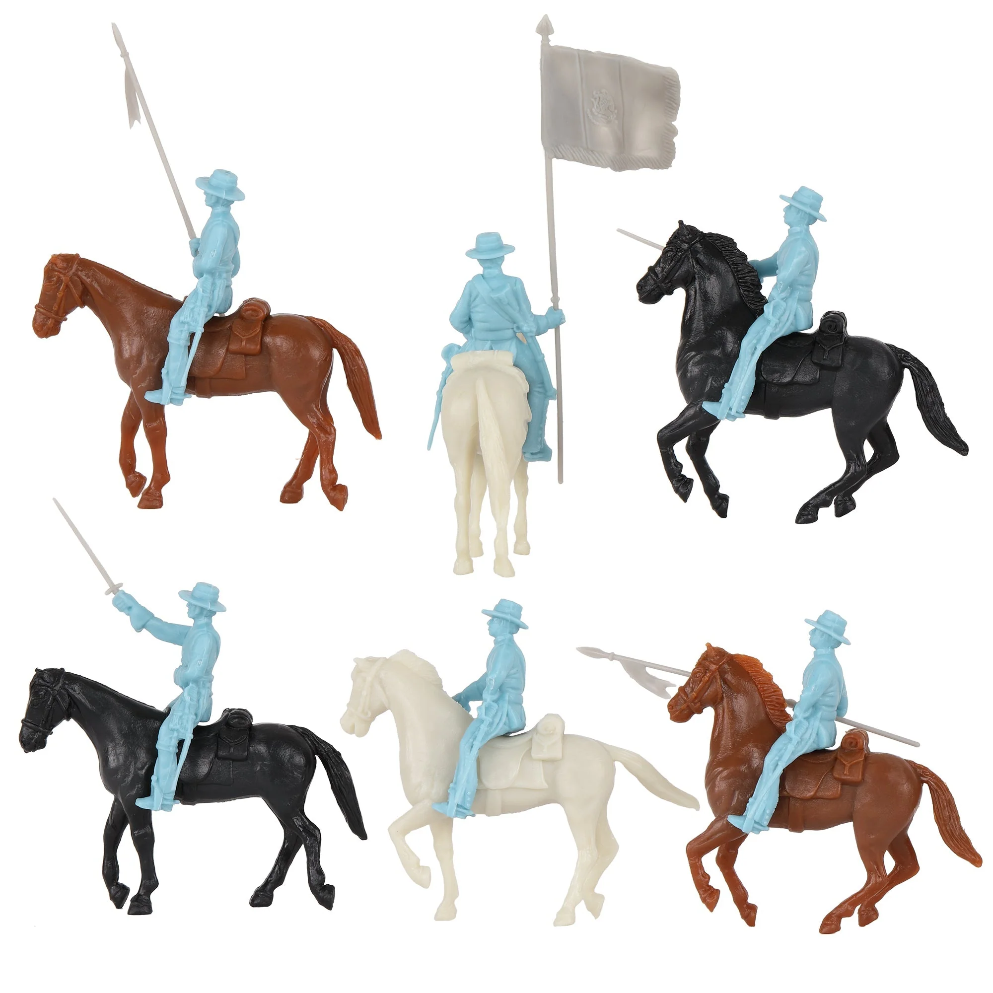 BMC CTS Alamo Mexican Light Cavalry - 33pc Powder Blue Plastic Soldier Figures - Image 5