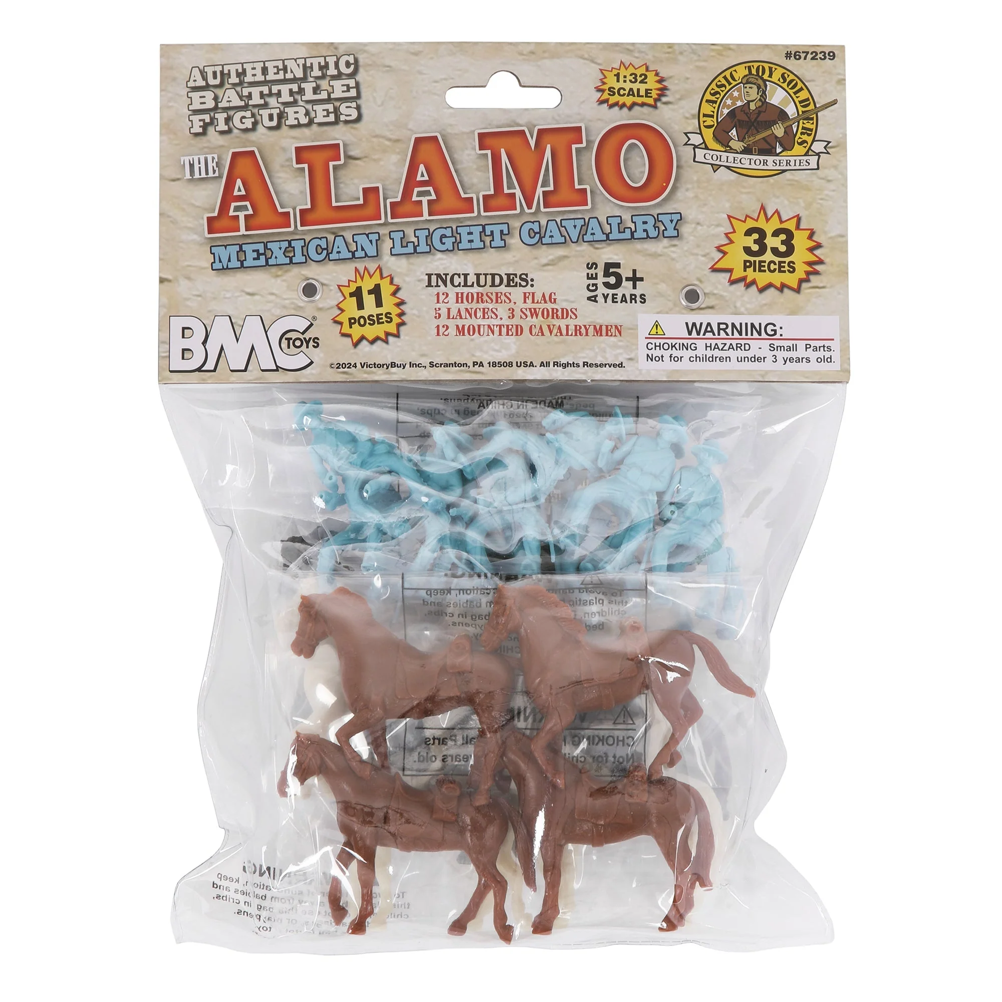 BMC CTS Alamo Mexican Light Cavalry - 33pc Powder Blue Plastic Soldier Figures - Image 7
