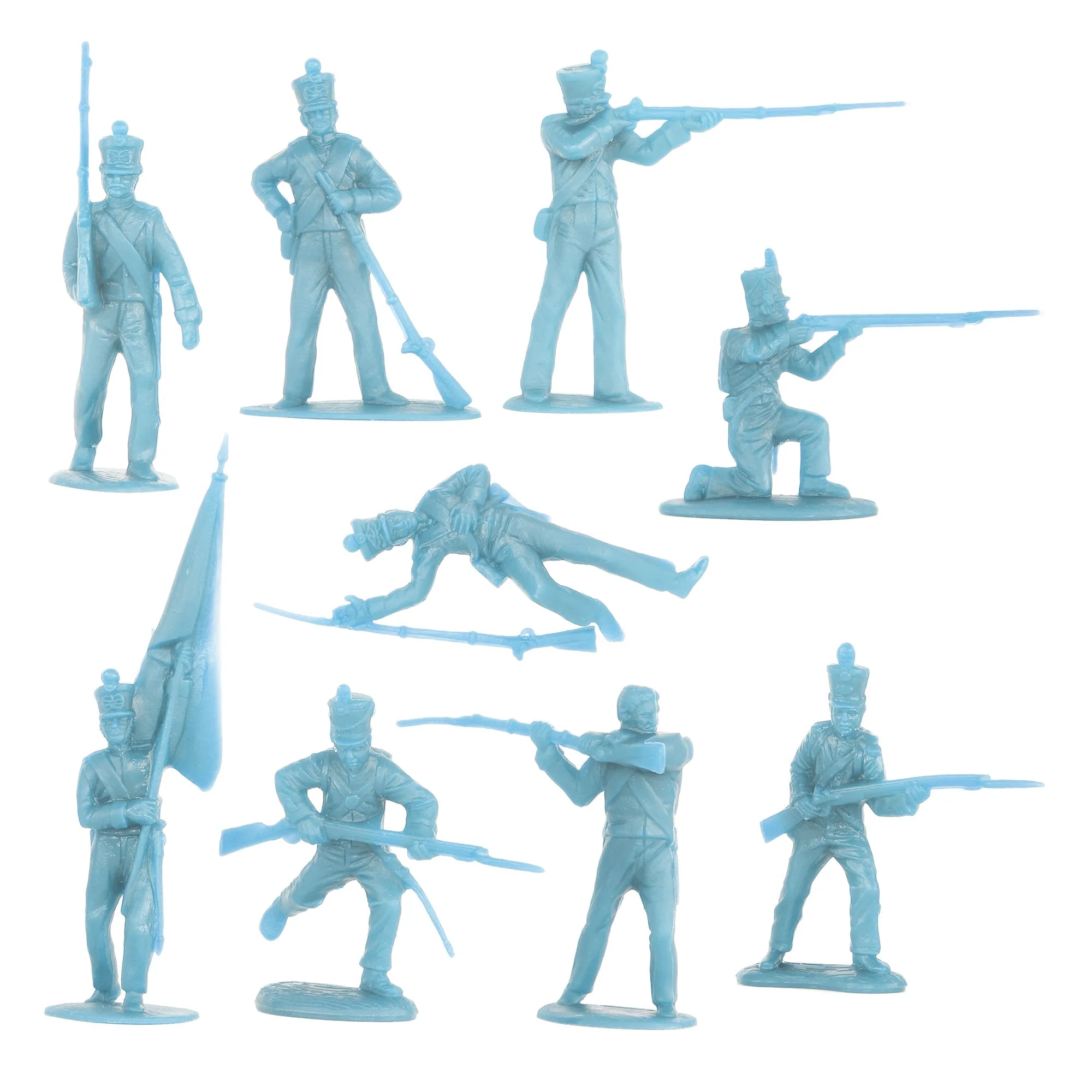 BMC CTS Alamo Mexican Infantry - 29pc Powder Blue Plastic Army Soldier Figures - Image 4