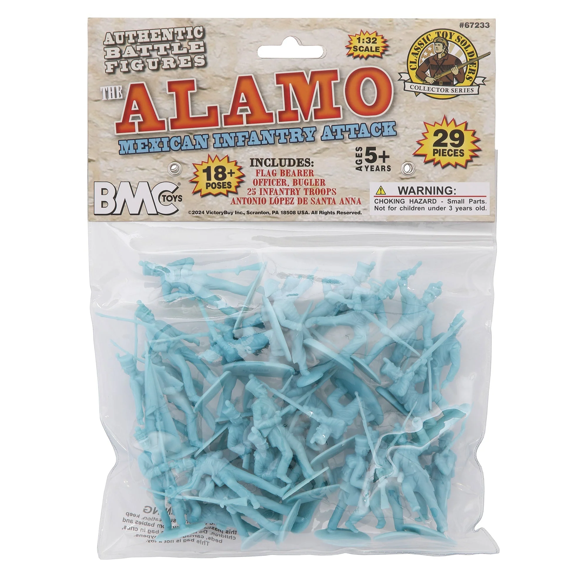 BMC CTS Alamo Mexican Infantry - 29pc Powder Blue Plastic Army Soldier Figures - Image 5