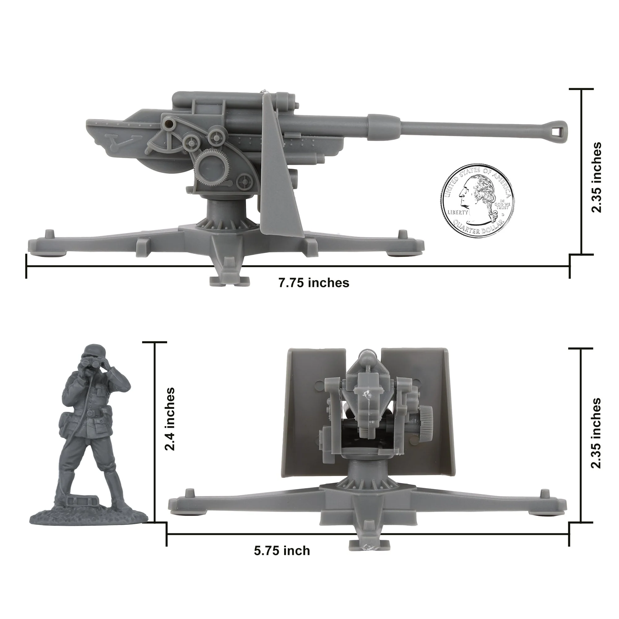 BMC CTS WW2 German 88mm Flak Artillery & Crews - 15pc Gray Army Men Accessories - Image 2
