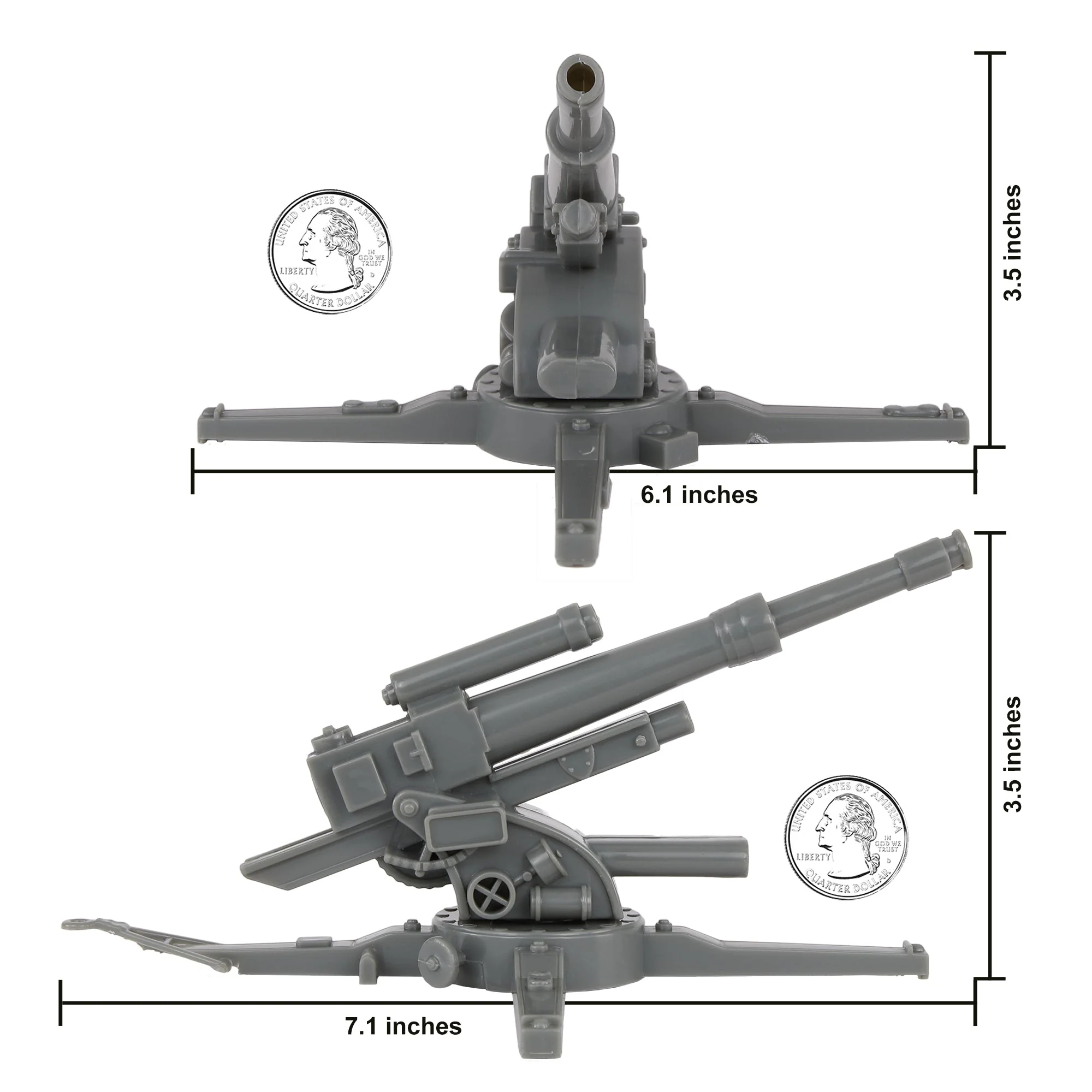 BMC CTS WW2 German 88mm Flak Artillery & Crews - 15pc Gray Army Men Accessories - Image 4